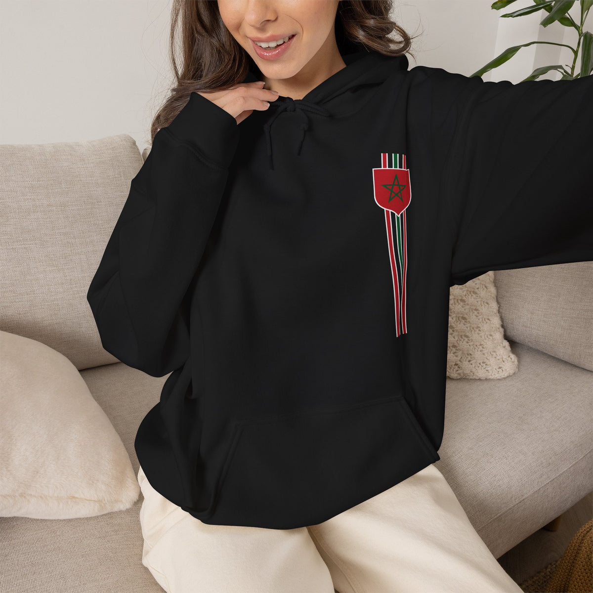 Marokko Maroc Edel Wappen Fan Fußball - Unisex Hoodie