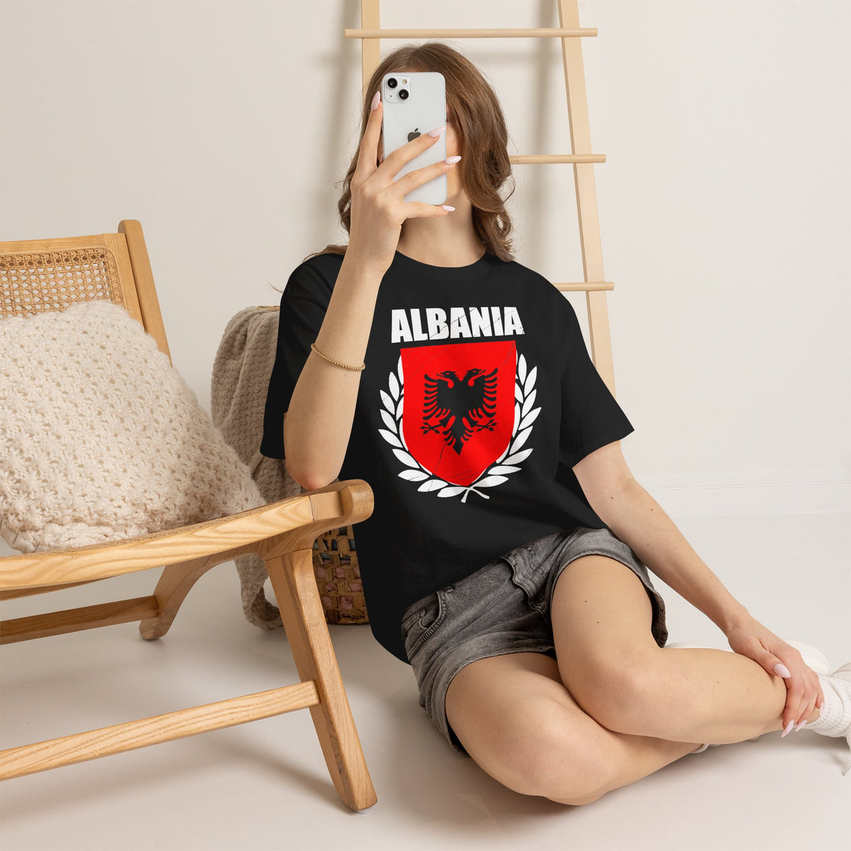 Albania Wappen Shqiptar Flagge Adler Fußball Fan Sport Unisex T Shirt