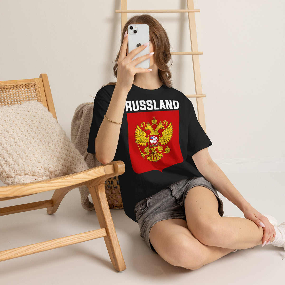 Russia Russland Moscaw Adler Flagge Wappen Geschenk Sport Fan Fashion - Unisex T-Shirt