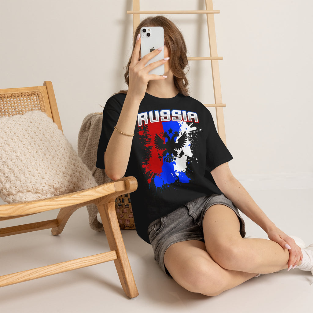Russia Russland Moscaw Adler Flagge Wappen Geschenk Sport Fan Fashion - Unisex T-Shirt