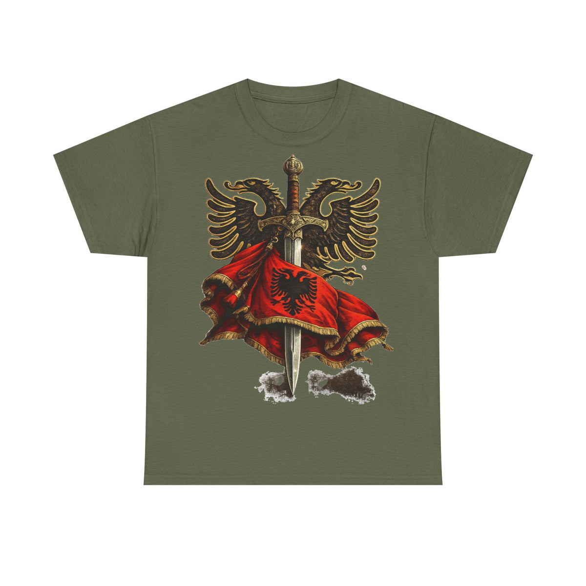 Albanisches Kriegerschwert Skanderbeg Flagge - Unisex T-Shirt