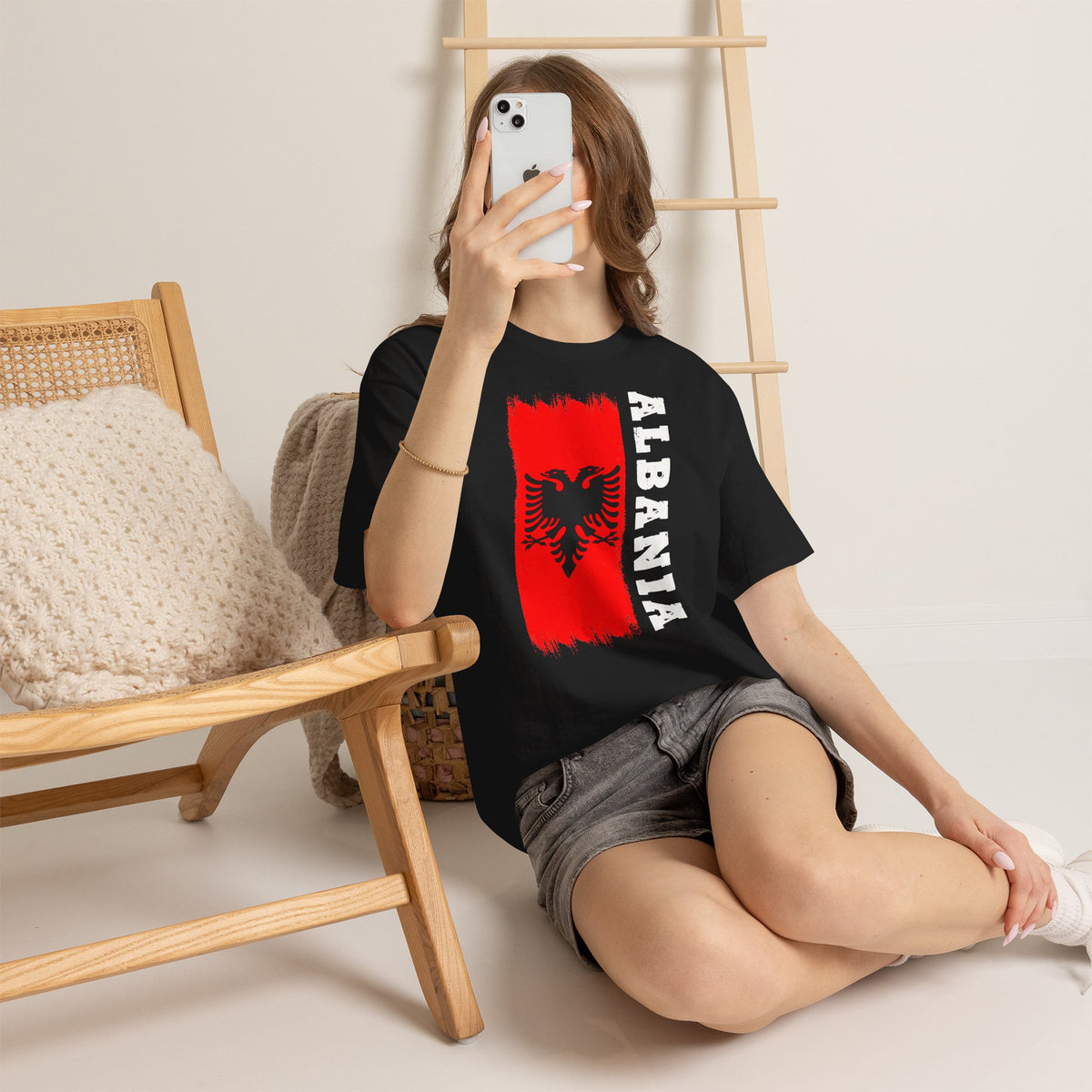 Albania Wappen Shqiptar Flagge Adler Fußball Fan Sport Unisex T Shirt