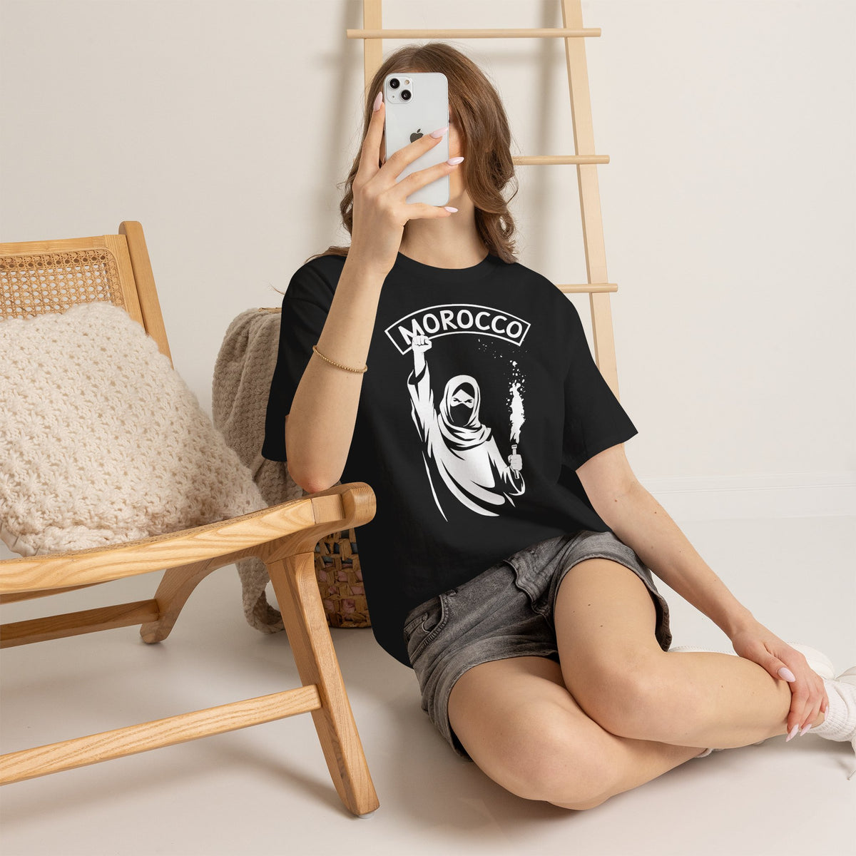 Marokko Hooligan Wappen Morocco Flagge Fußball Fan Sport FGeschenkidee - Unisex T-Shirt