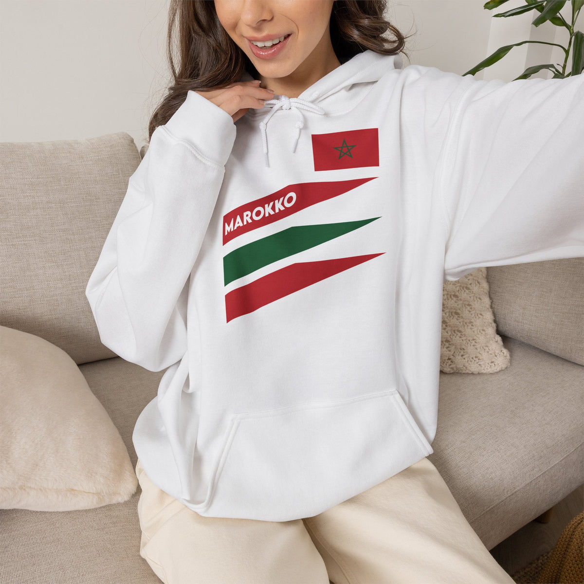 Marokko Wappen Morocco Flagge Stolz Fußball Fan Sport Geschenkidee - Unisex Hoodie