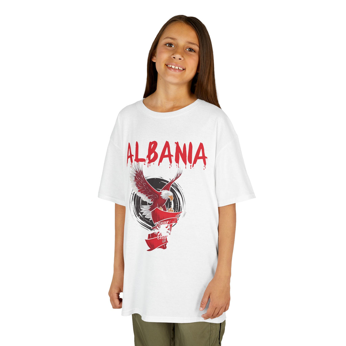 Albania Adler Street Art Urban Flagge - Unisex Kinder & Jugendliche T-Shirt