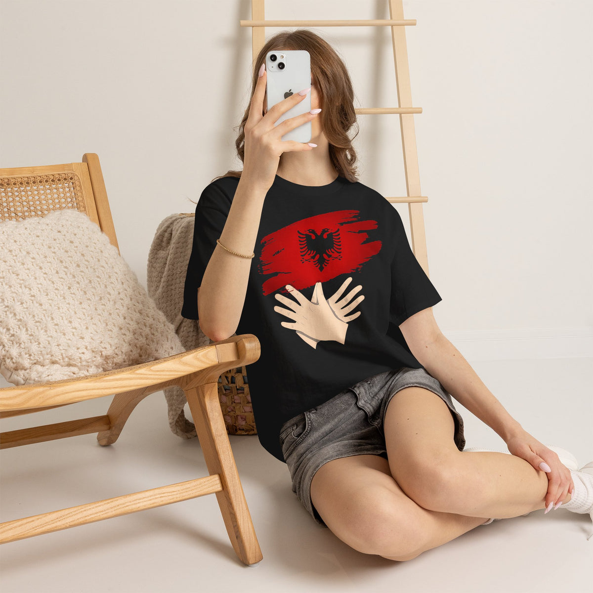 Albania Handmove Flagge Adler Geschenkidee - Unisex T-Shirt