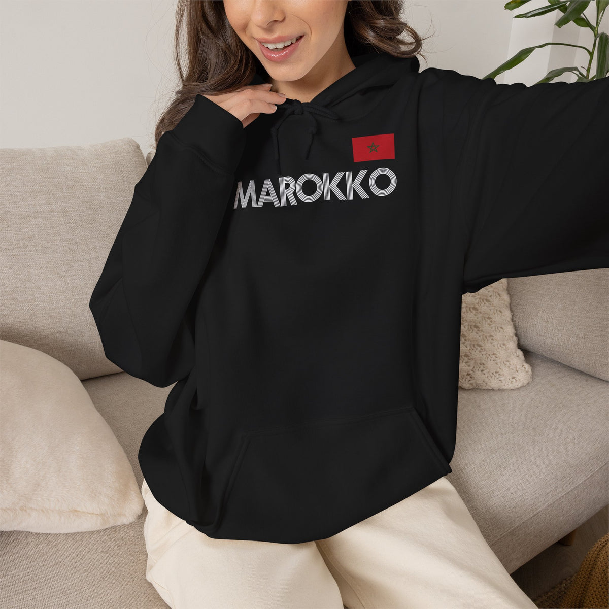 Marokko Wappen Morocco Flagge Stolz Fußball Fan Sport Geschenkidee - Unisex Hoodie