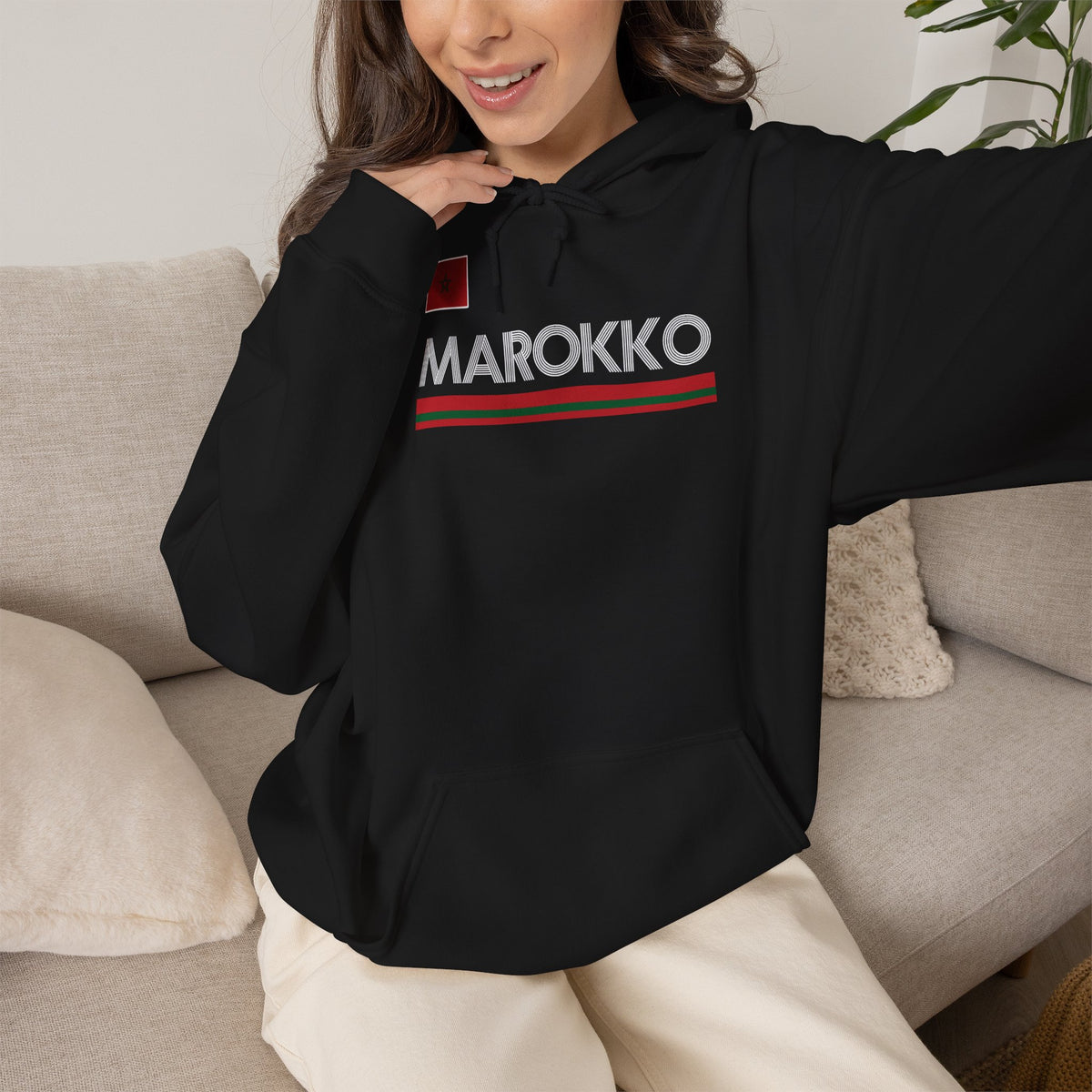 Marokko Wappen Morocco Flagge Stolz Fußball Fan Sport Geschenkidee - Unisex Hoodie