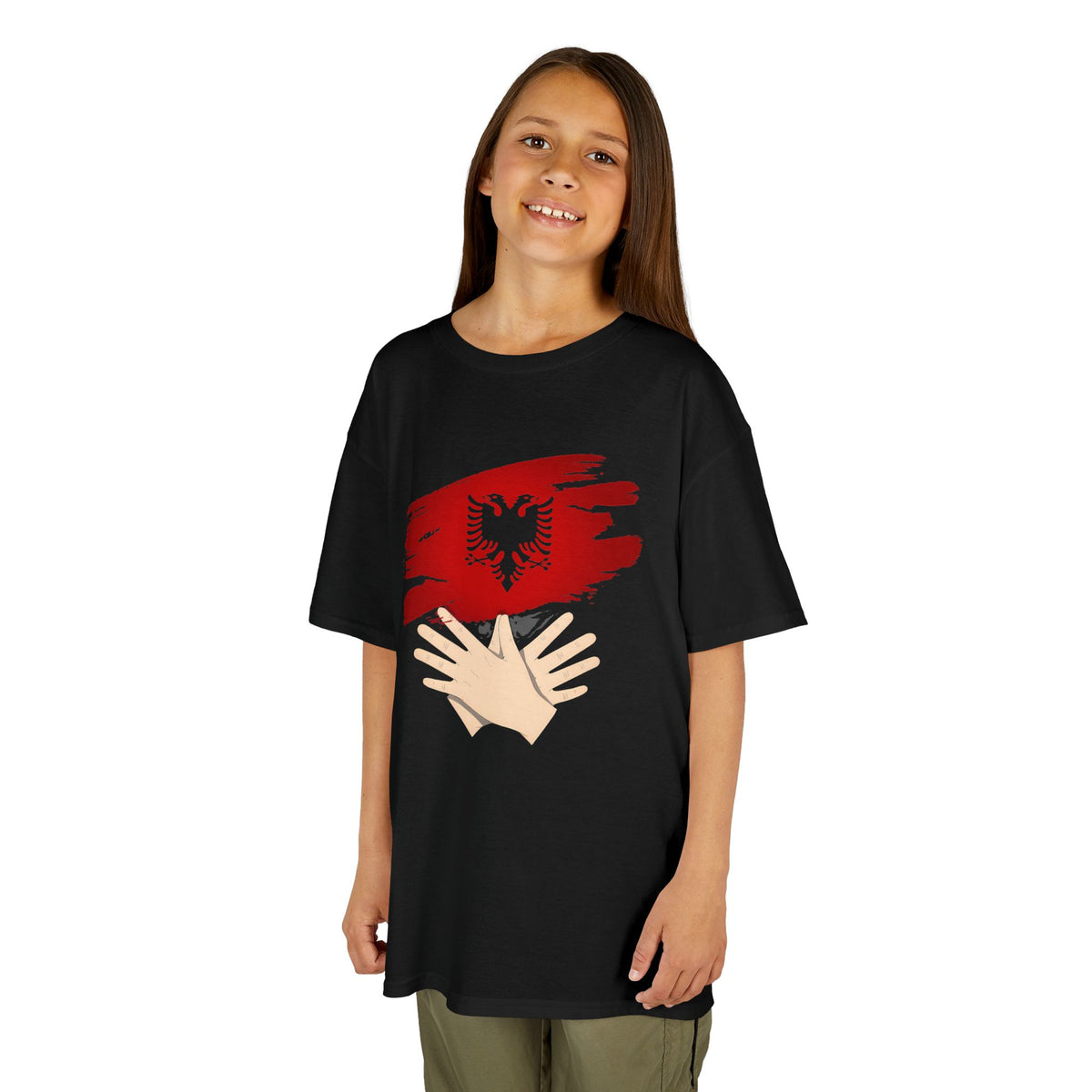 Albania Handmove Flagge Adler Geschenkidee - Unisex Kinder & Jugendliche T-Shirt