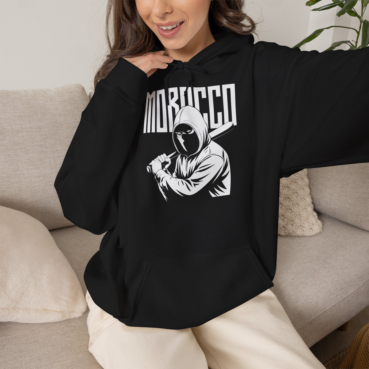 Marokko Hooligan Wappen Morocco Flagge Fußball Fan Sport Geschenkidee - Unisex Hoodie