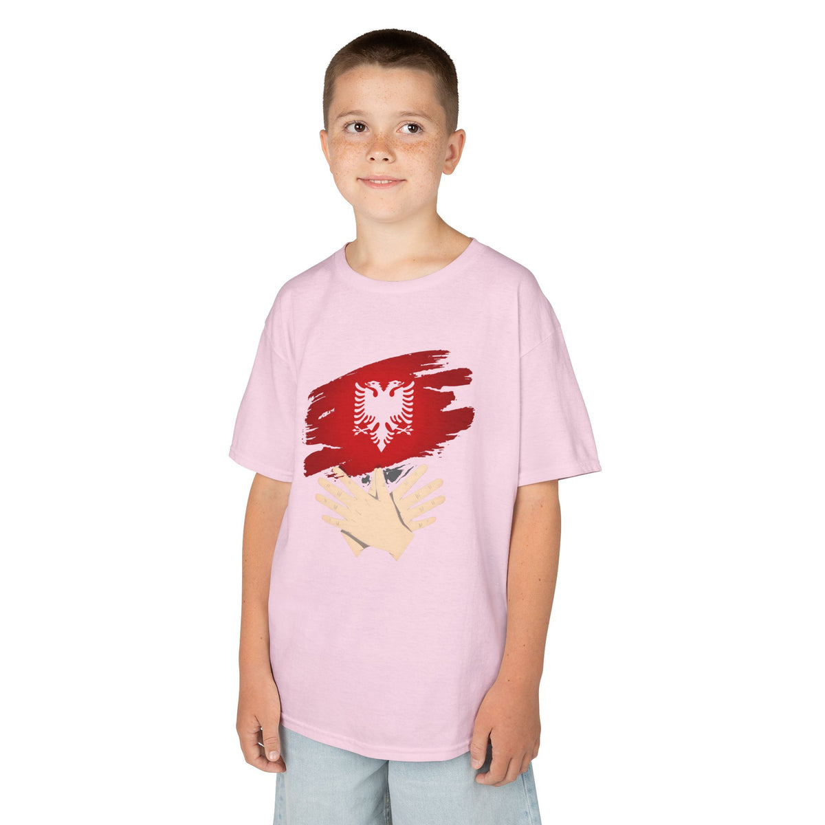 Albania Handmove Flagge Adler Geschenkidee - Unisex Kinder & Jugendliche T-Shirt