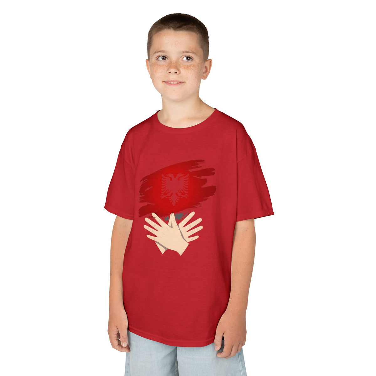 Albania Handmove Flagge Adler Geschenkidee - Unisex Kinder & Jugendliche T-Shirt