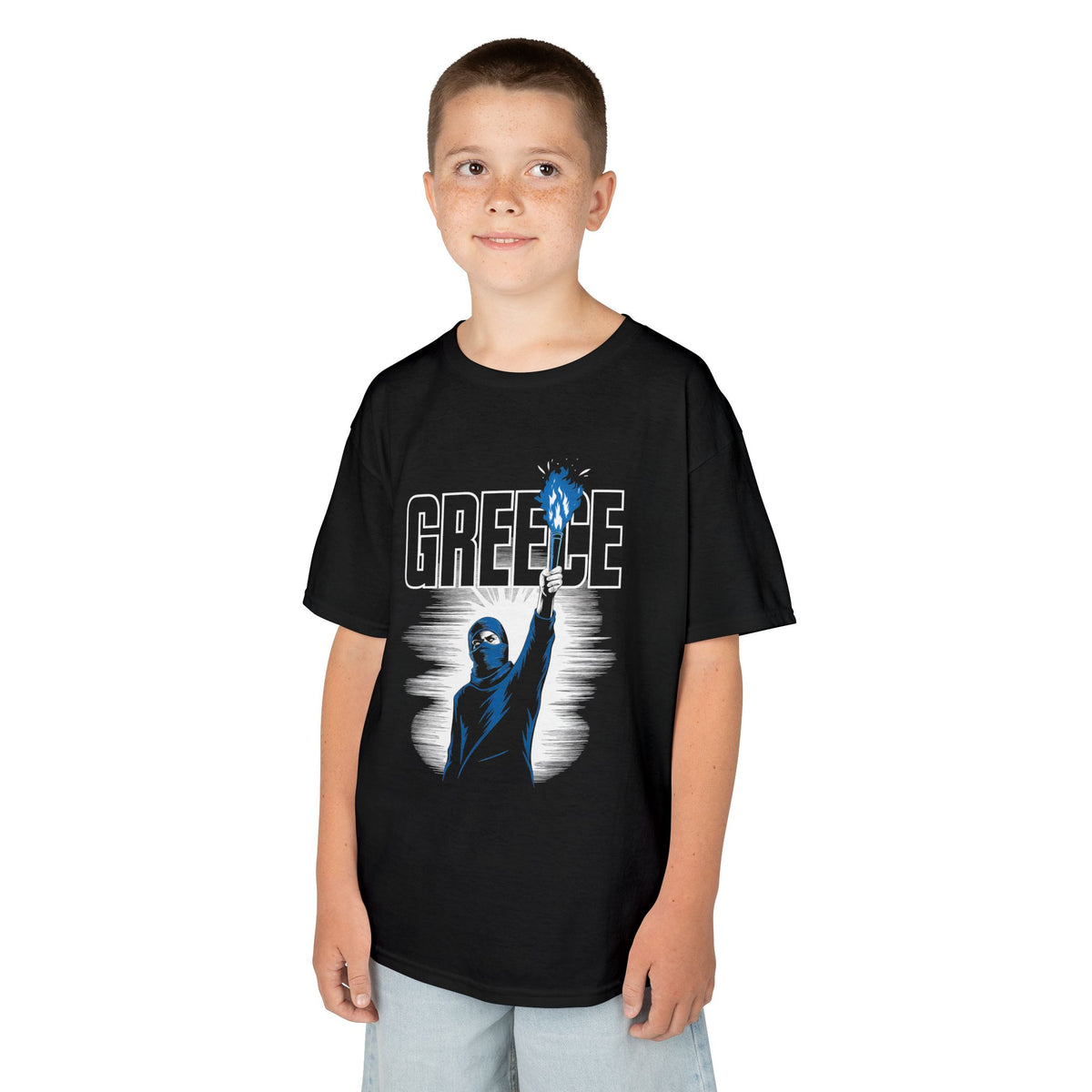 Greece Griechenland Hooligan Flagge Wappen Heimat Fußball Sport Fan Geschenkidee - Für Kinder & Jugendliche Unisex T-Shirt