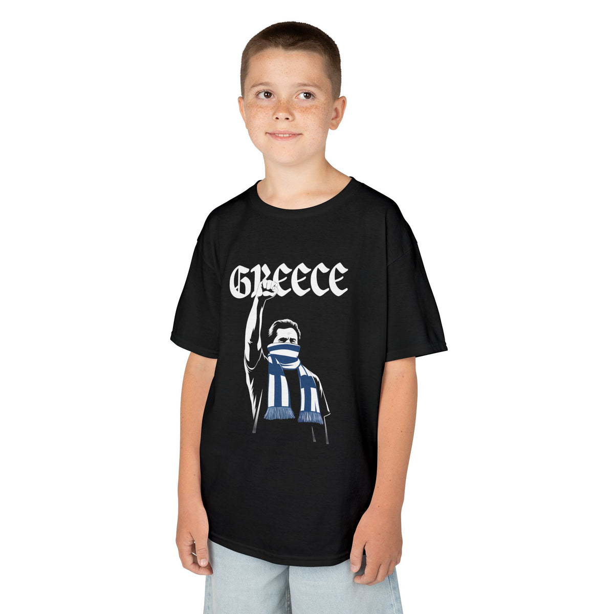 Greece Griechenland Hooligan Flagge Wappen Heimat Fußball Sport Fan Geschenkidee - Für Kinder & Jugendliche Unisex T-Shirt