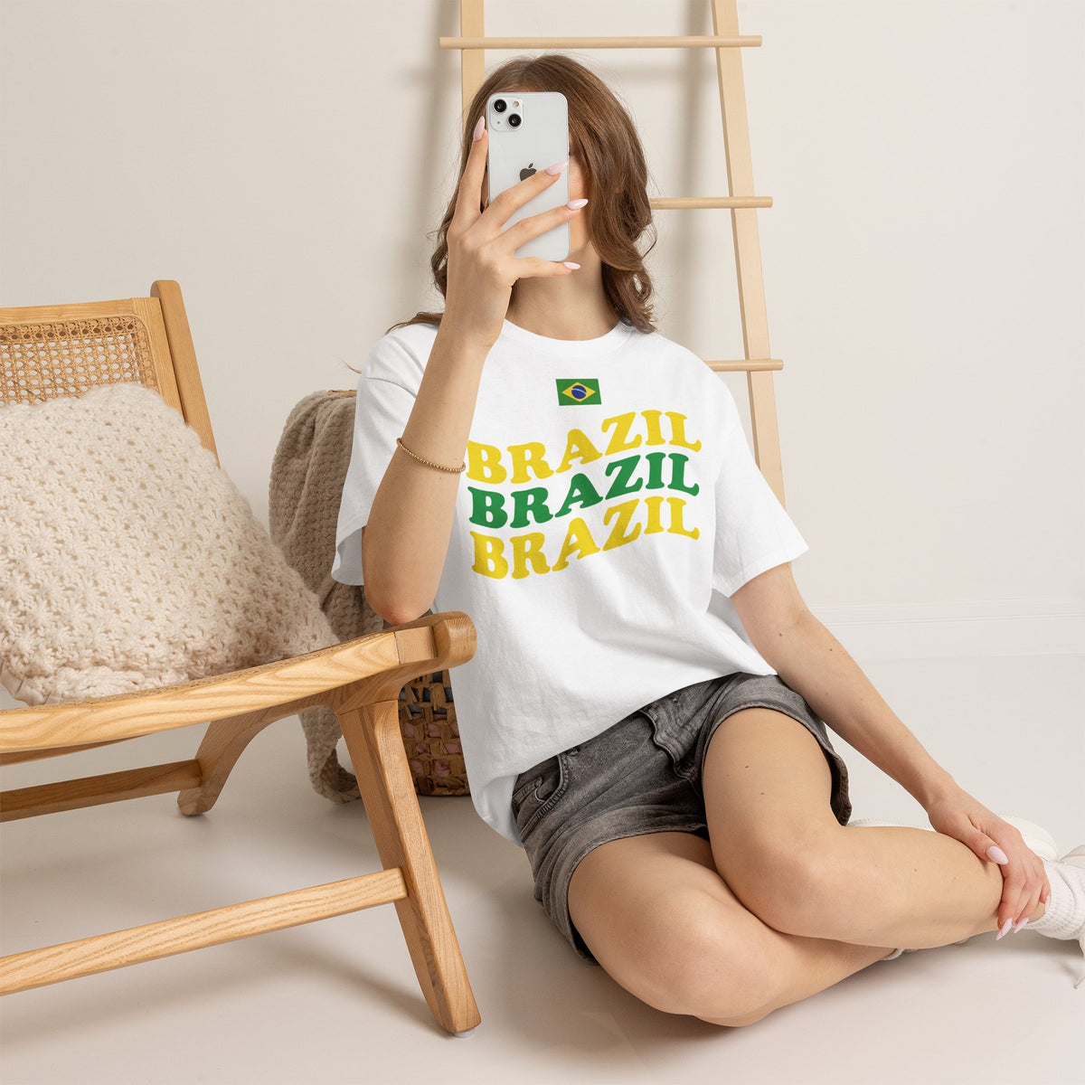 Brazil Brasilien Wappen Flagge Sport Fan Fußball Geschenkidee - Unisex T-Shirt