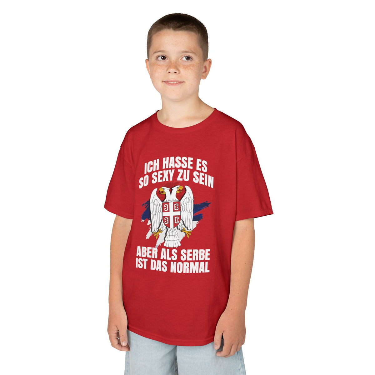 Serbia Spruch Humor Flagge Adler Wappen - Unisex Kinder & Jugendliche T-Shirt