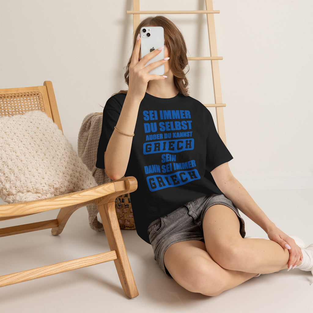 Greece Griechenland Flagge Wappen Heimat Fußball Sport Fan Geschenkidee - Unisex T-Shirt