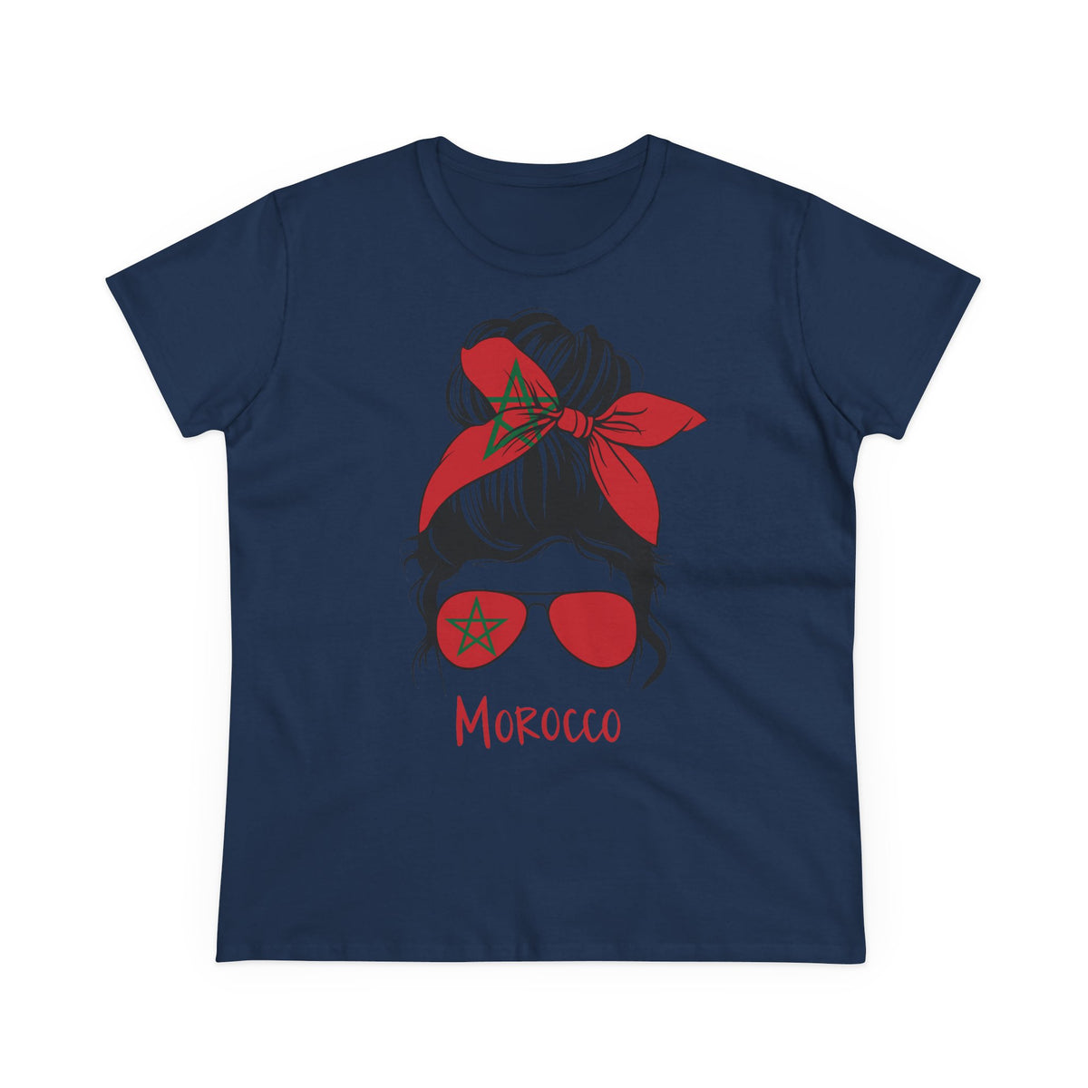 Escudo de Marruecos, bandera de Marruecos, orgullo, aficionada al fútbol y al deporte, idea de regalo - Camiseta para mujer