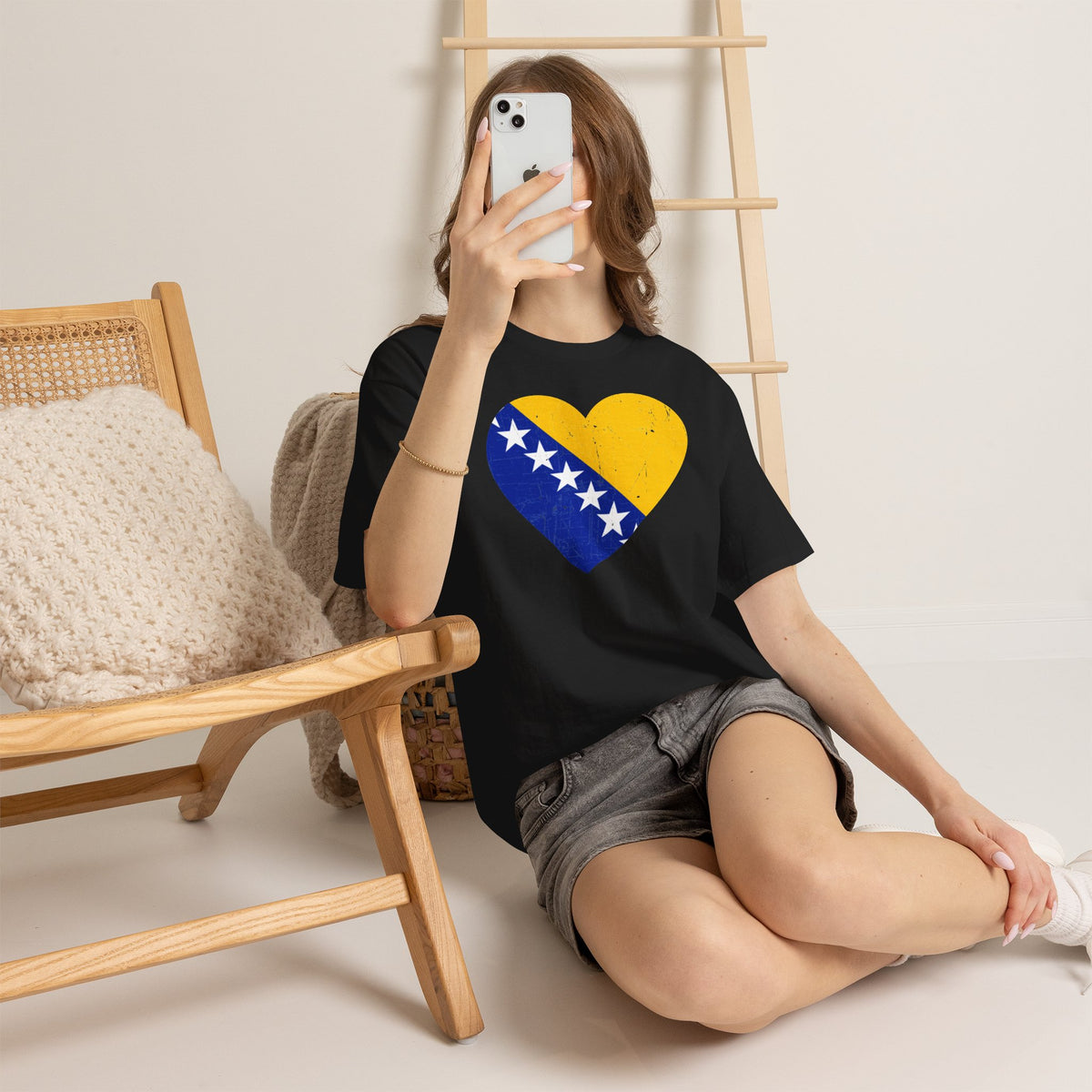 Bosnia Wappen Flagge Stolz Heimat Fußball fan Geschenkidee - Unisex T-Shirt
