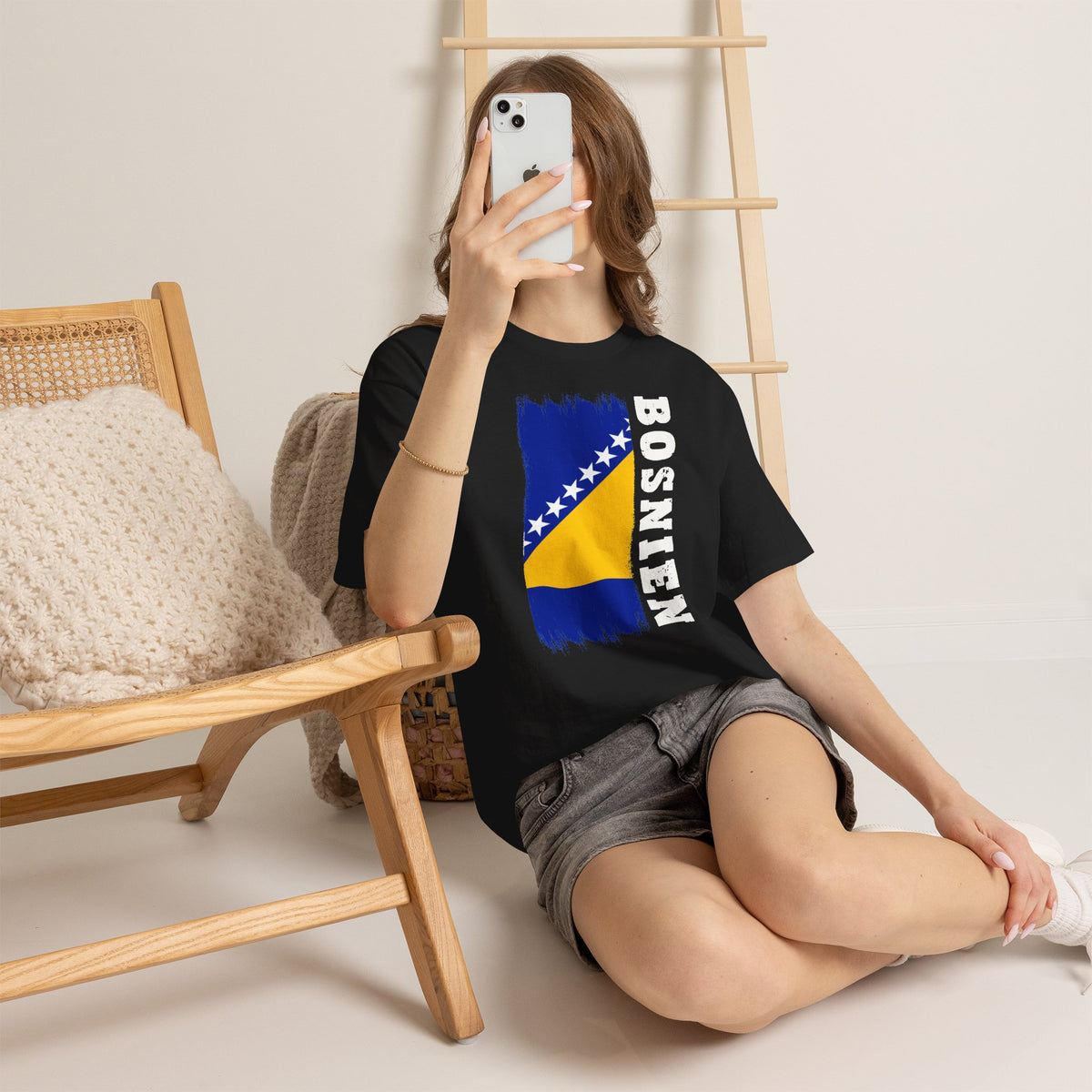 Bosnia Wappen Flagge Stolz Heimat Fußball fan Geschenkidee - Unisex T-Shirt