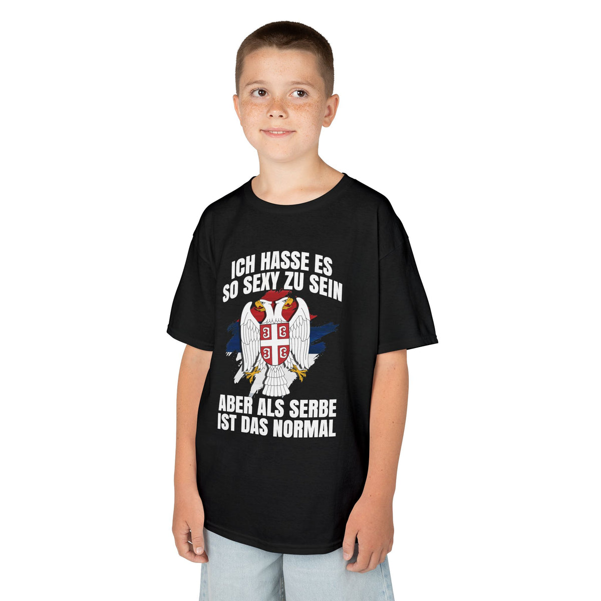 Serbia Spruch Humor Flagge Adler Wappen - Unisex Kinder & Jugendliche T-Shirt