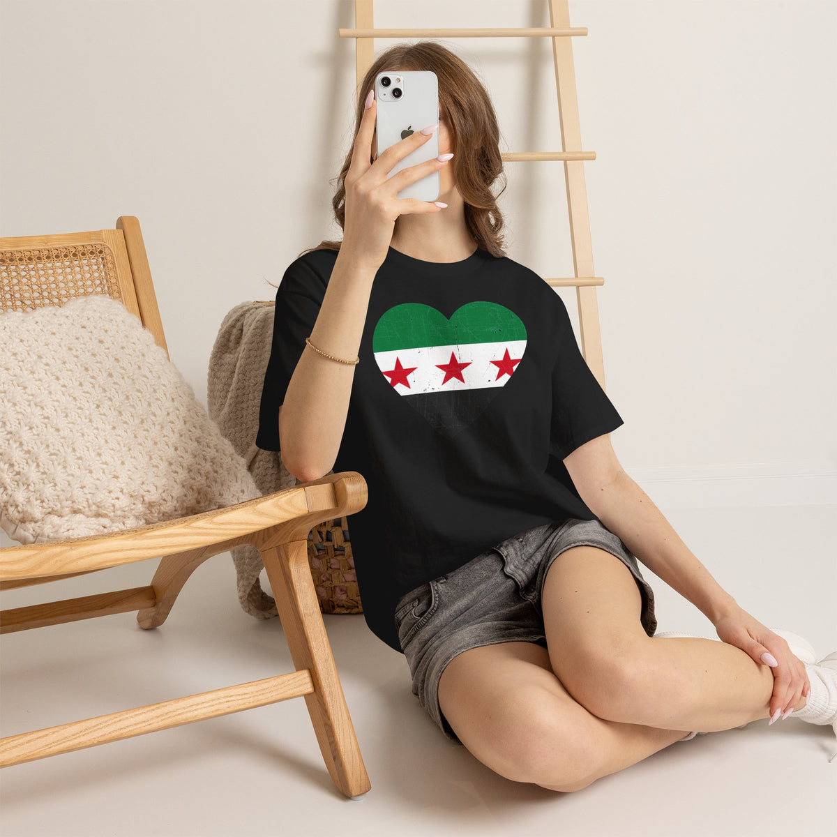 Syria Syrien Wappen Flagge Heimat Sport Fan Geschenkidee - Unisex T-Shirt