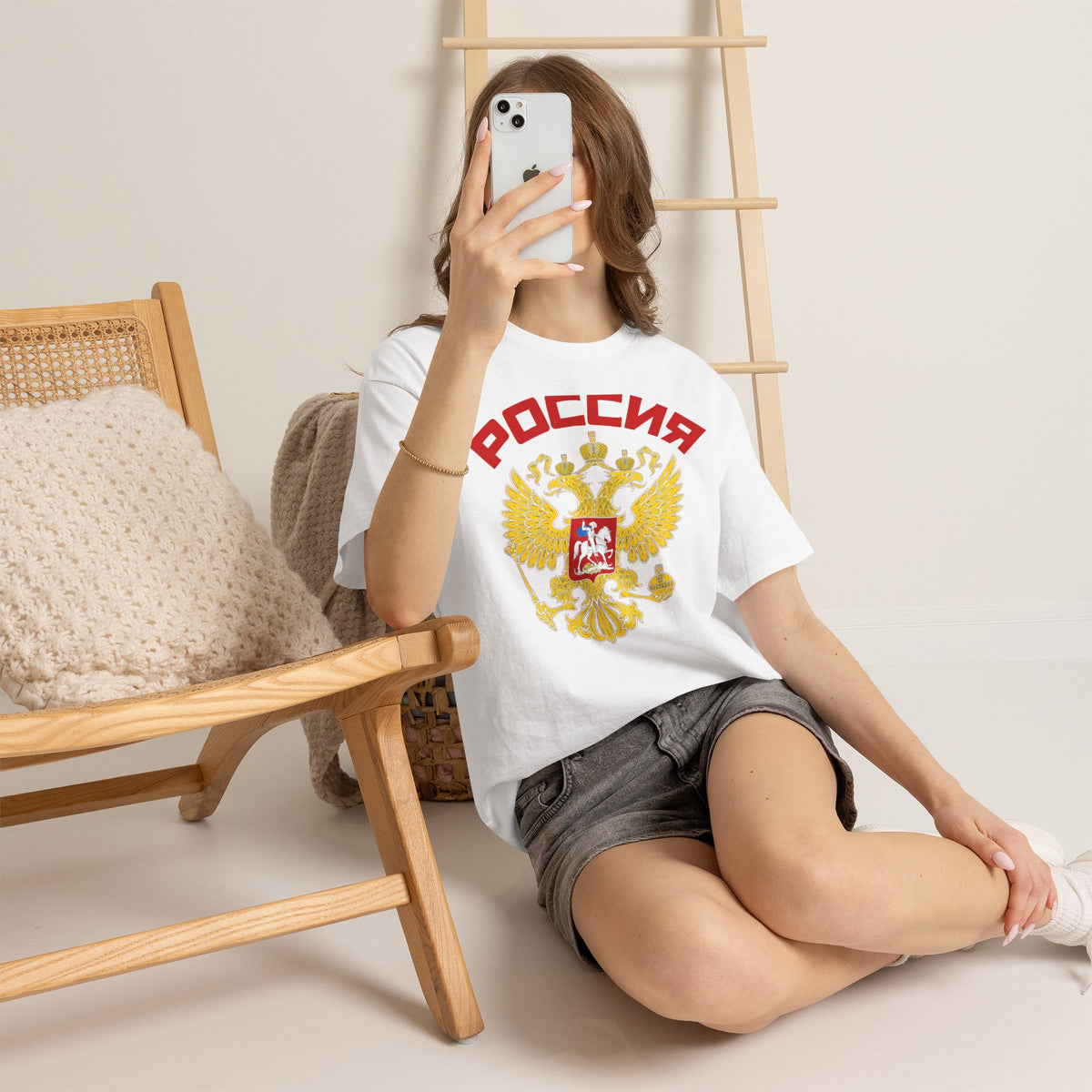 Russia Flagge Wappen Doppeladler Geschenkidee - Unisex T-Shirt