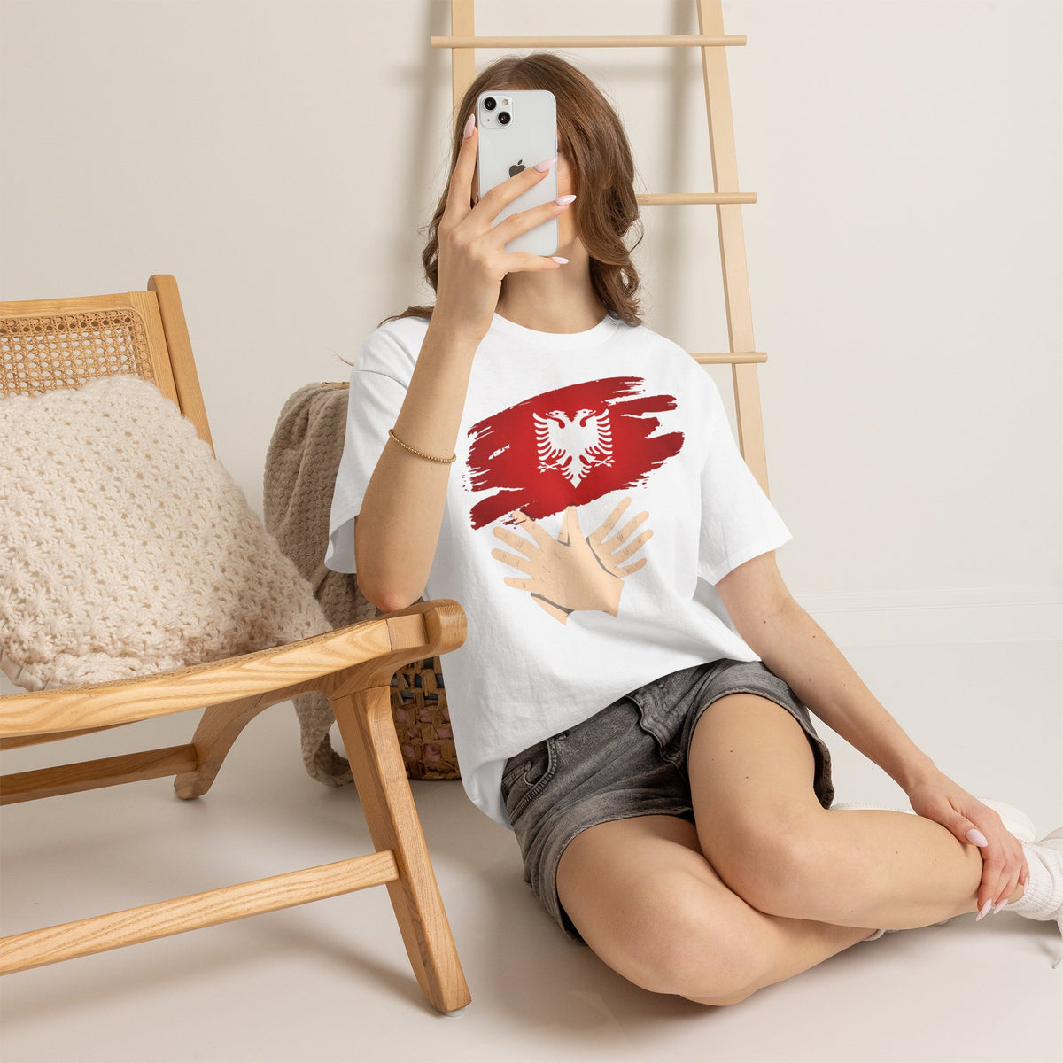 Albania Handmove Flagge Adler Geschenkidee - Unisex T-Shirt