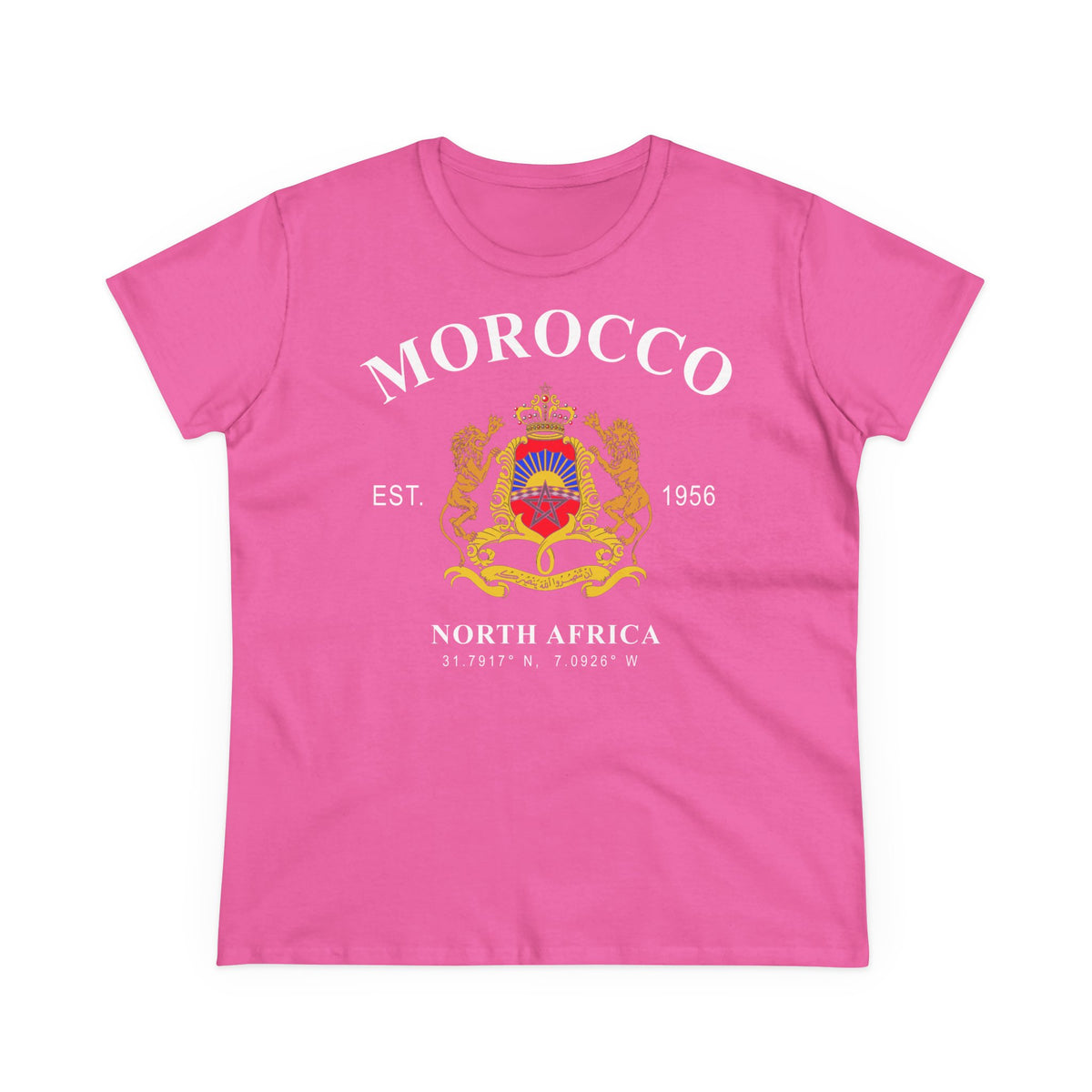 Escudo de Marruecos, bandera de Marruecos, orgullo, aficionada al fútbol y al deporte, idea de regalo - Camiseta para mujer