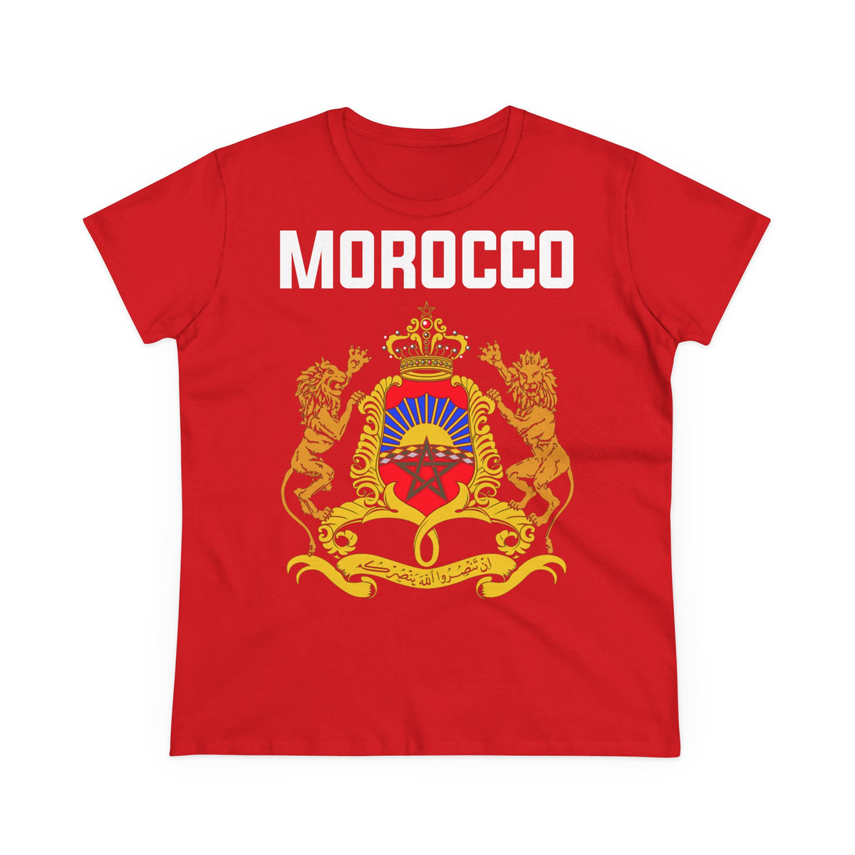 Escudo de Marruecos, bandera de Marruecos, orgullo, aficionada al fútbol y al deporte, idea de regalo - Camiseta para mujer