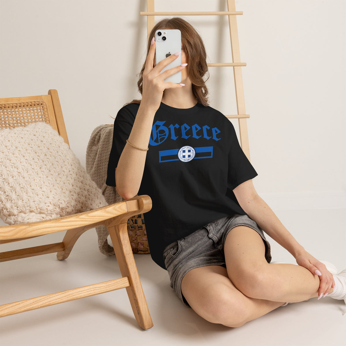 Greece Griechenland Flagge Wappen Heimat Fußball Sport Fan Geschenkidee - Unisex T-Shirt