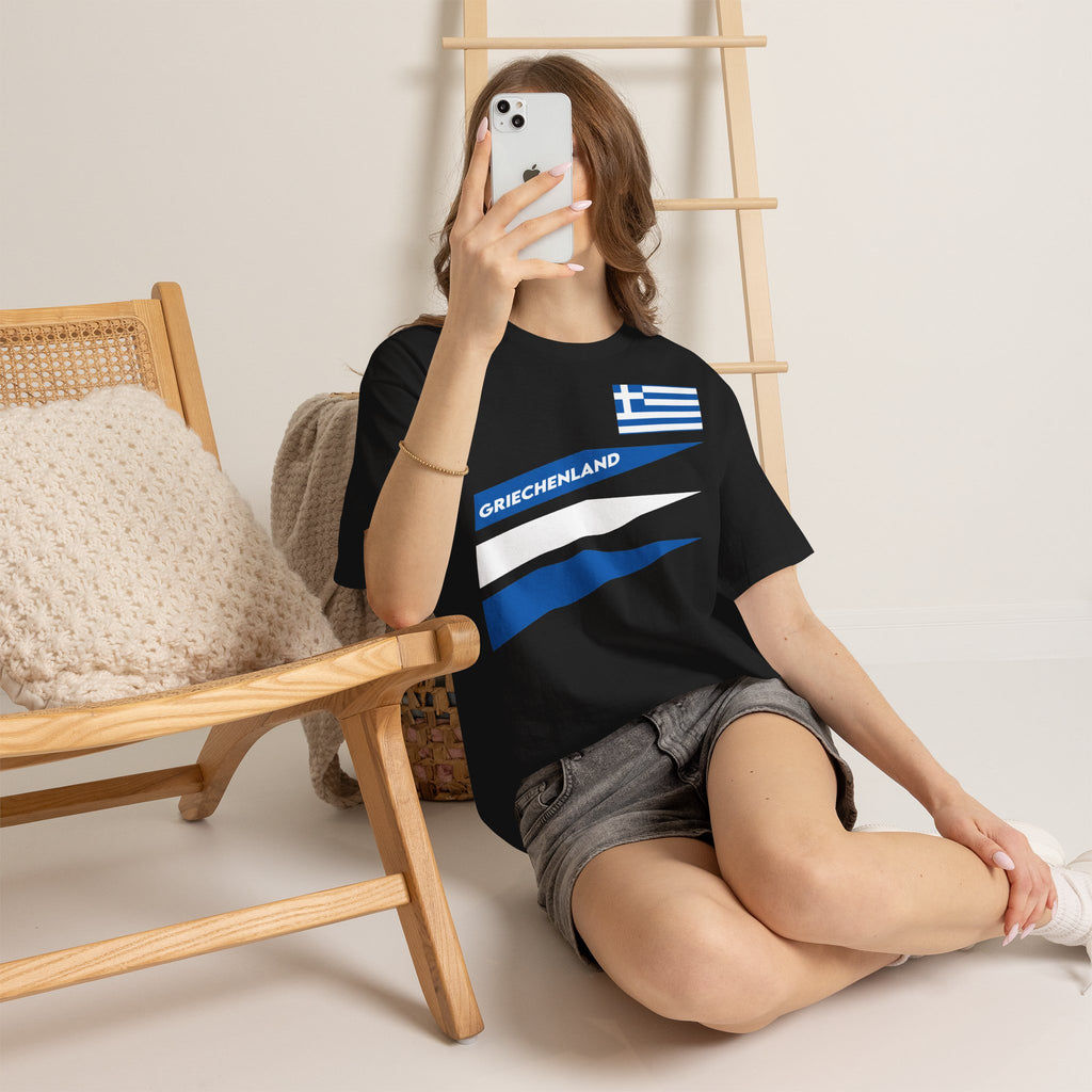 Greece Griechenland Flagge Wappen Heimat Fußball Sport Fan Geschenkidee - Unisex T-Shirt