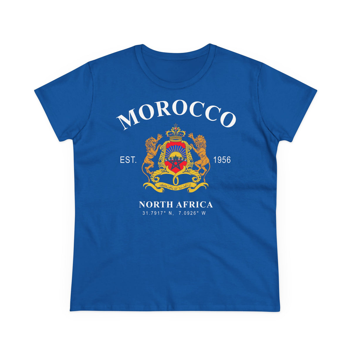 Escudo de Marruecos, bandera de Marruecos, orgullo, aficionada al fútbol y al deporte, idea de regalo - Camiseta para mujer