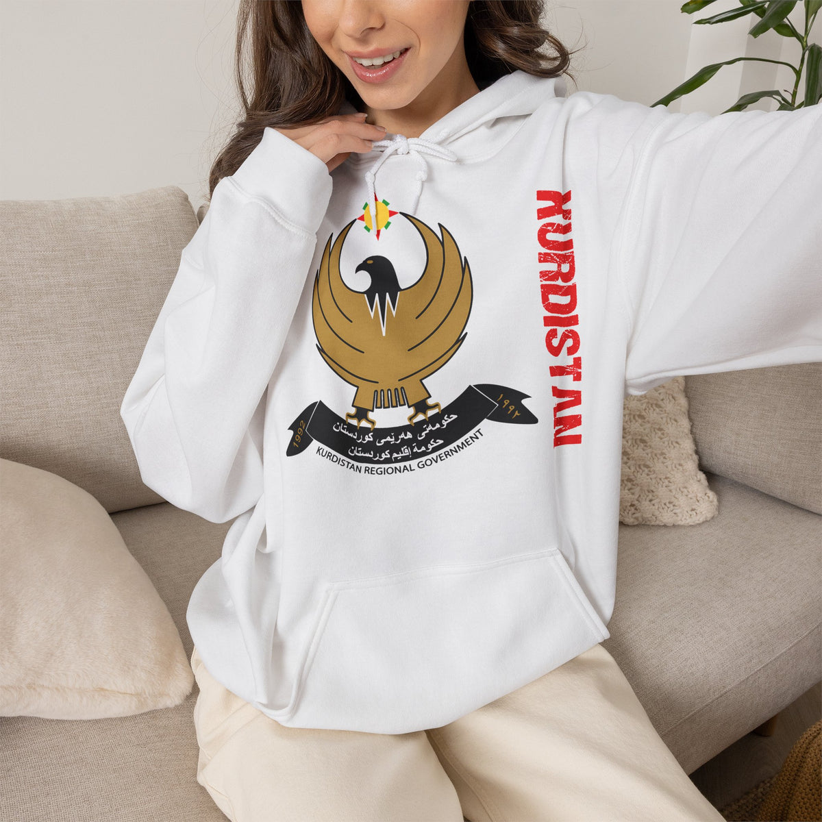 Kurdistan patria orgoglio stemma bandiera sport calcio regalo per tifosi - felpa con cappuccio unisex