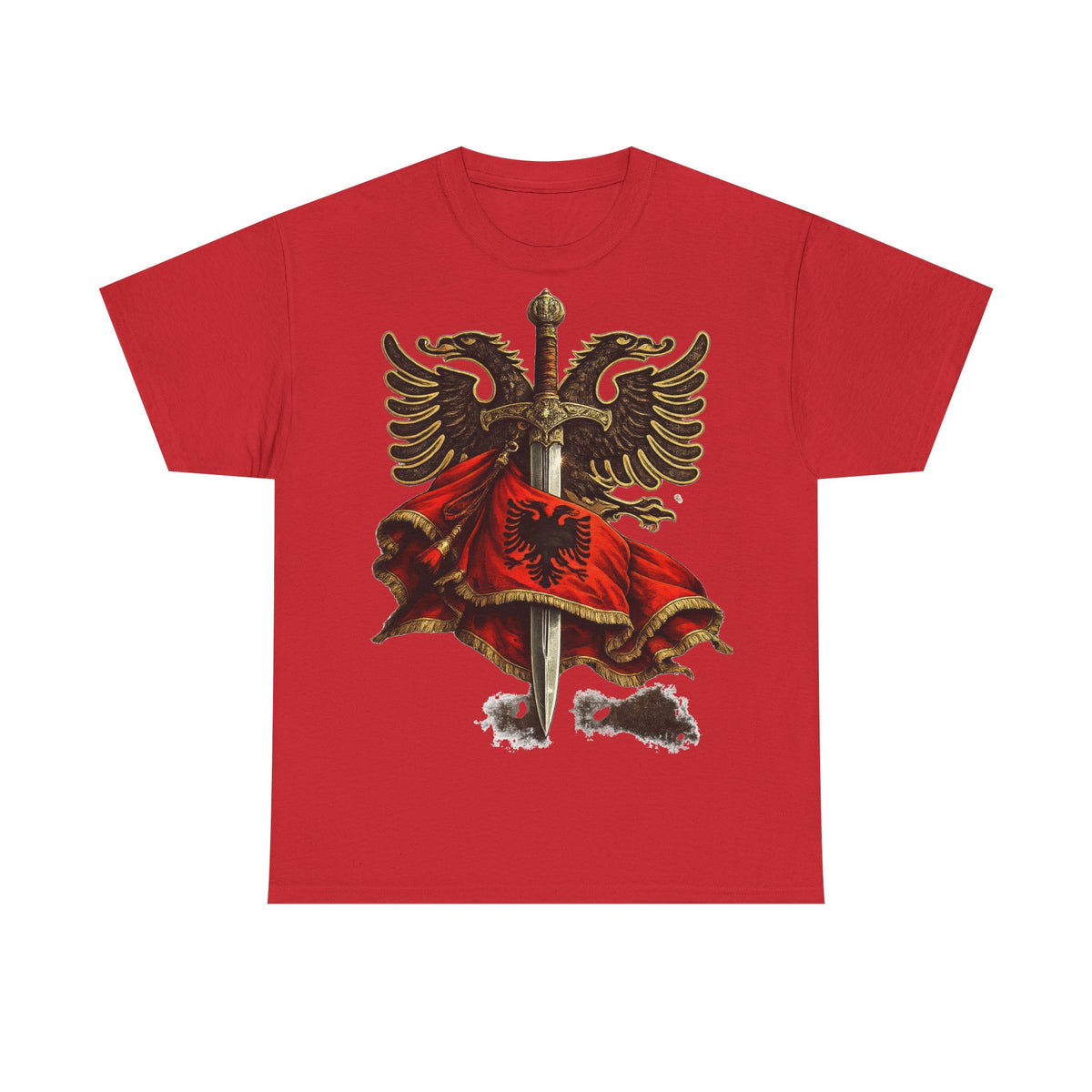 Albanisches Kriegerschwert Skanderbeg Flagge - Unisex T-Shirt