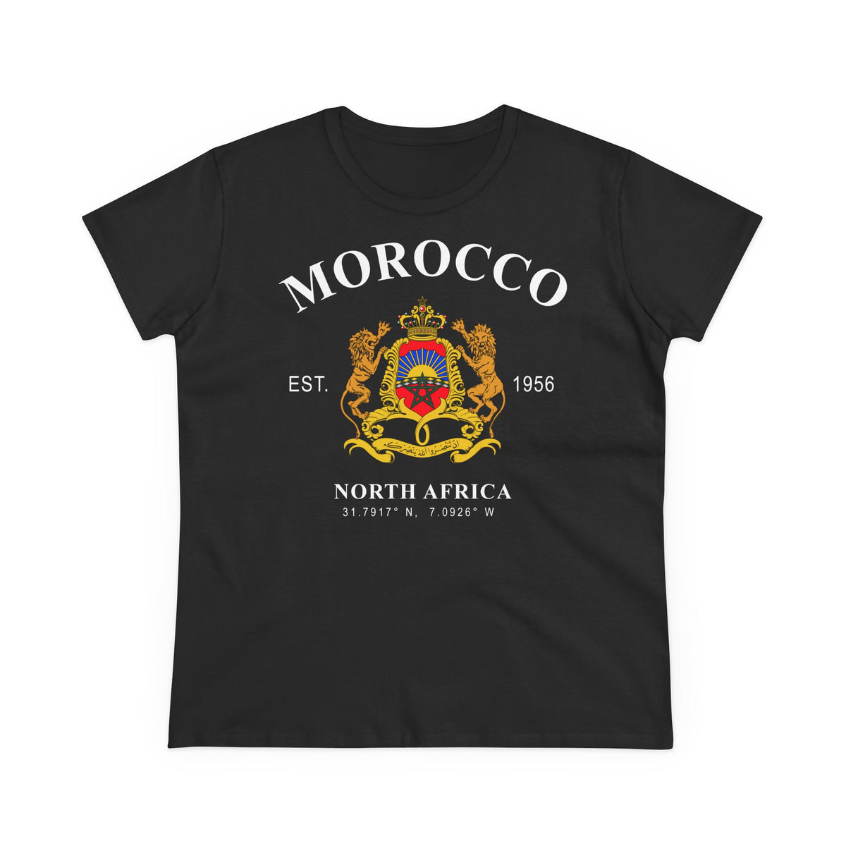 Escudo de Marruecos, bandera de Marruecos, orgullo, aficionada al fútbol y al deporte, idea de regalo - Camiseta para mujer