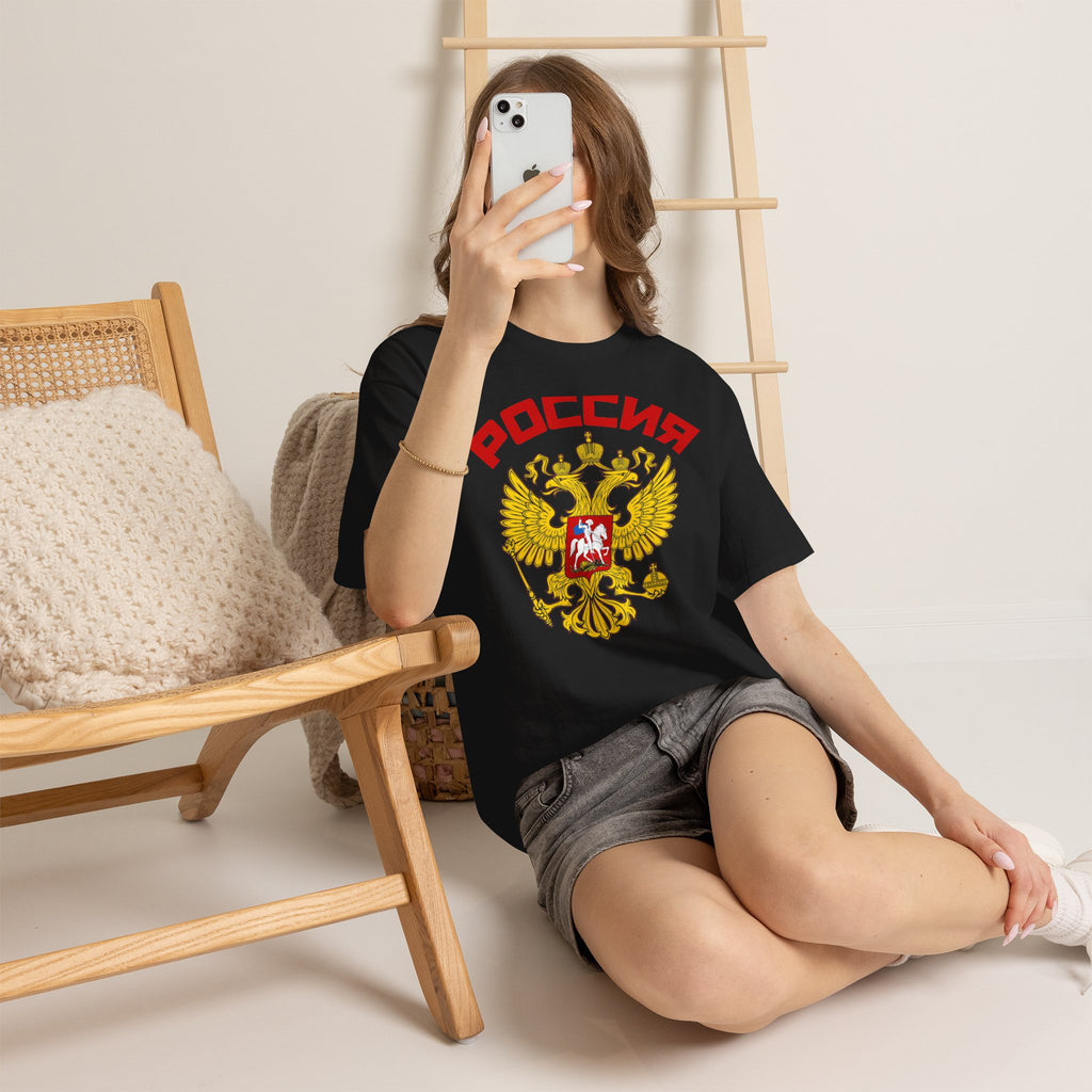 Russland Russia Wappen Flagge Adler Stolz Heimat Vintage Geschenk - Unisex T-Shirt