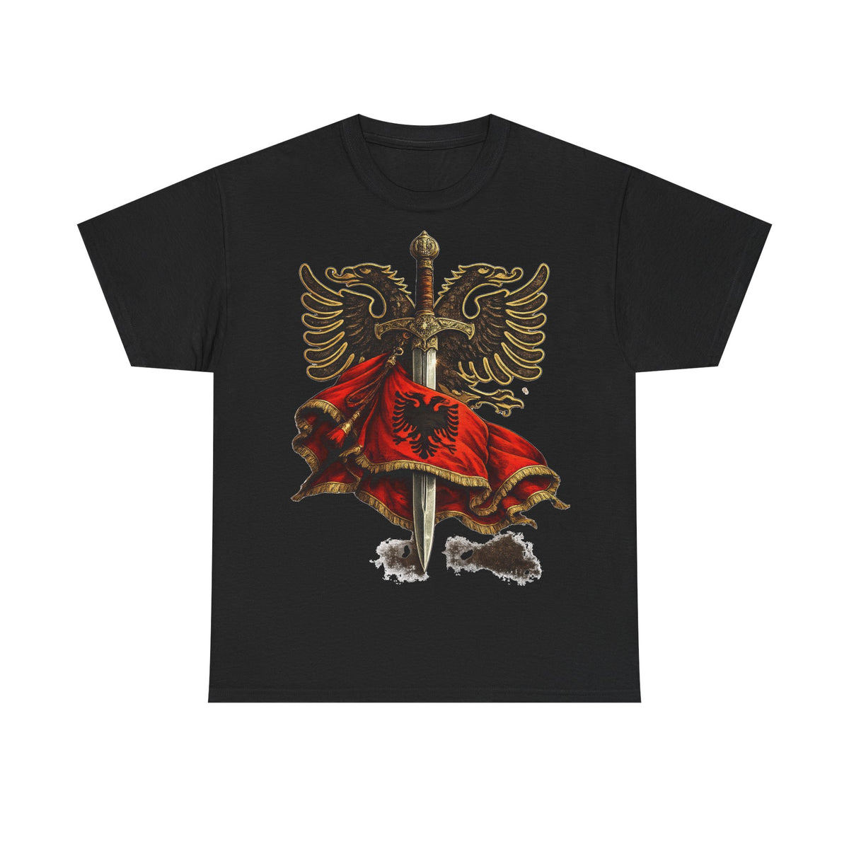 Albania Espada Arte Callejero Urbano Bandera Escudo Orgullo - Camiseta unisex