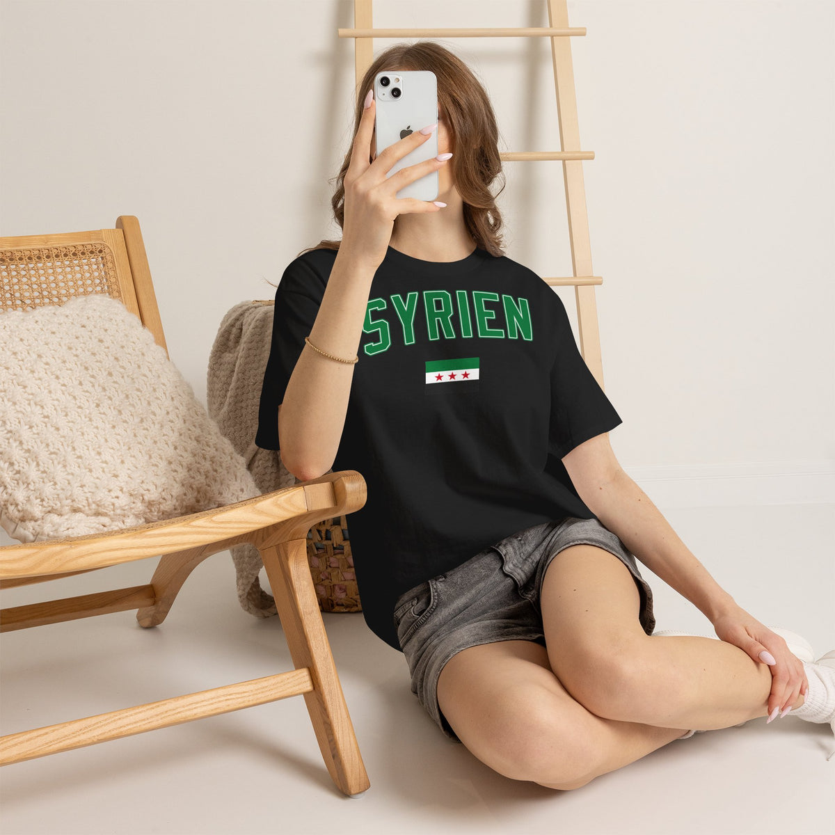 Syria Syrien Wappen Flagge Heimat Sport Fan Geschenkidee - Unisex T-Shirt