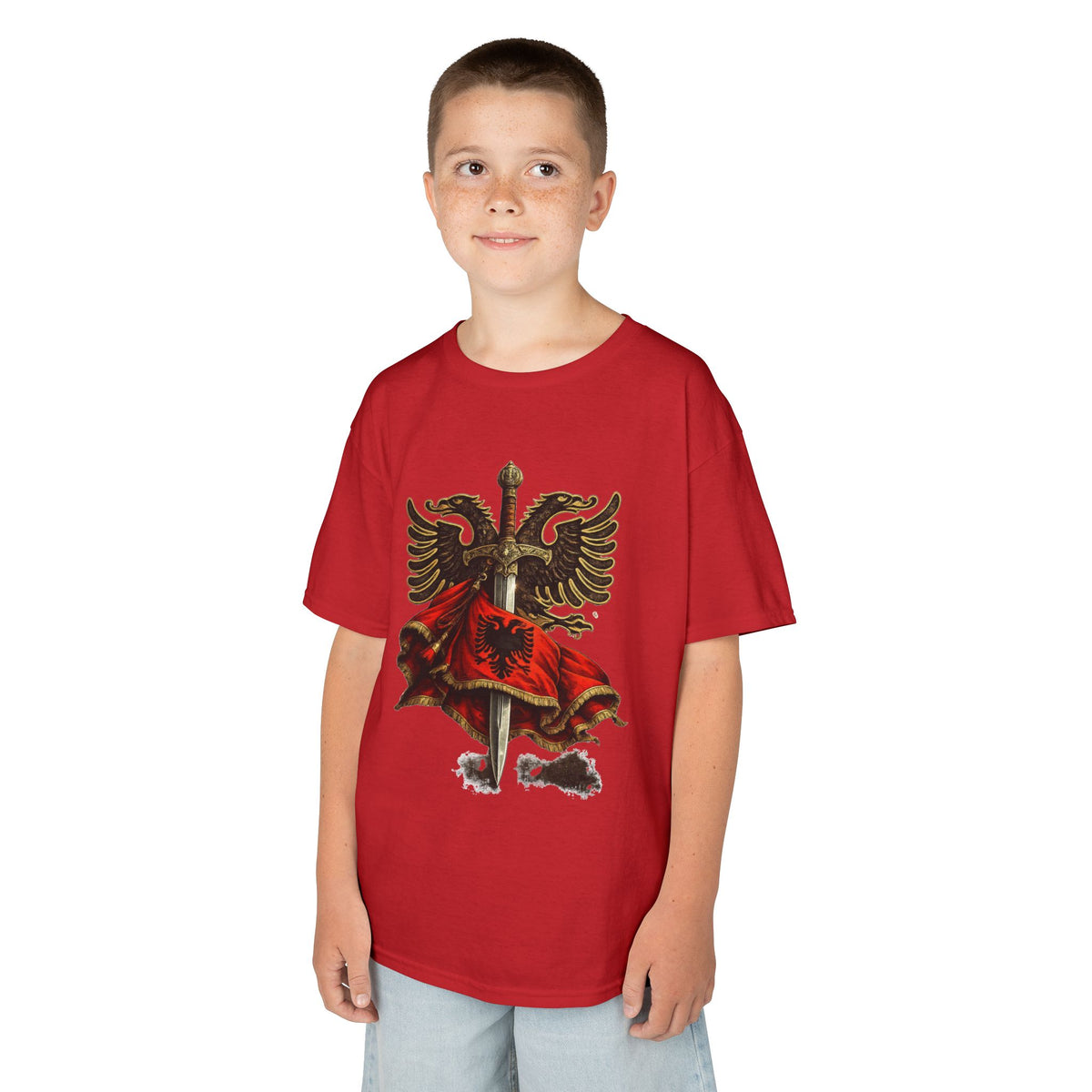 Der Albanische Kriegerschwert Skanderbeg Legende - Unisex Kinder & Jugendliche T-Shirt