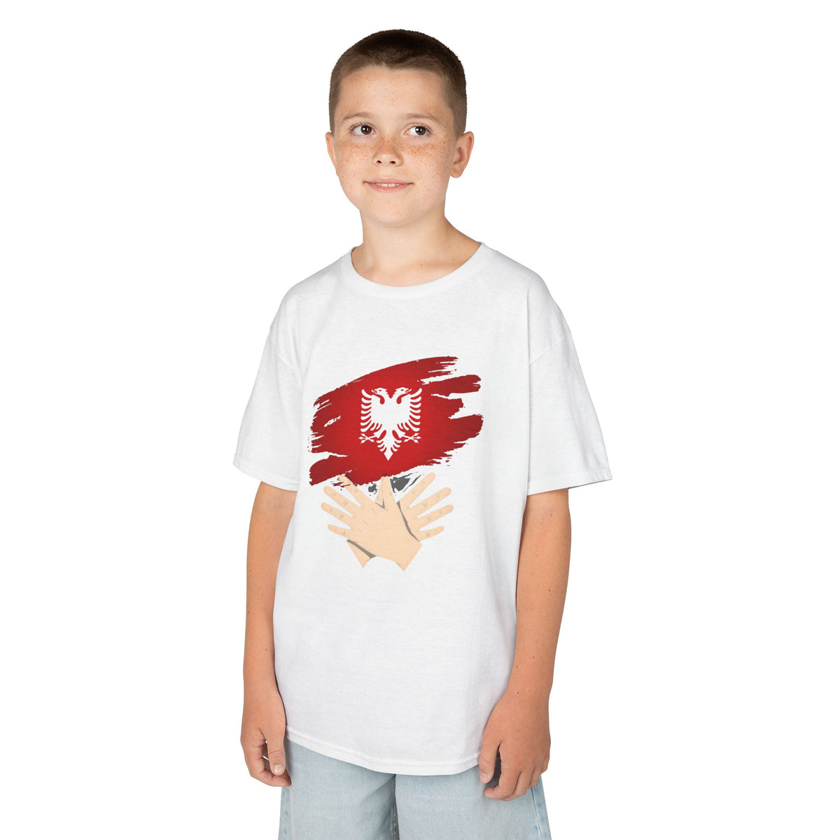 Albania Handmove Flagge Adler Geschenkidee - Unisex Kinder & Jugendliche T-Shirt