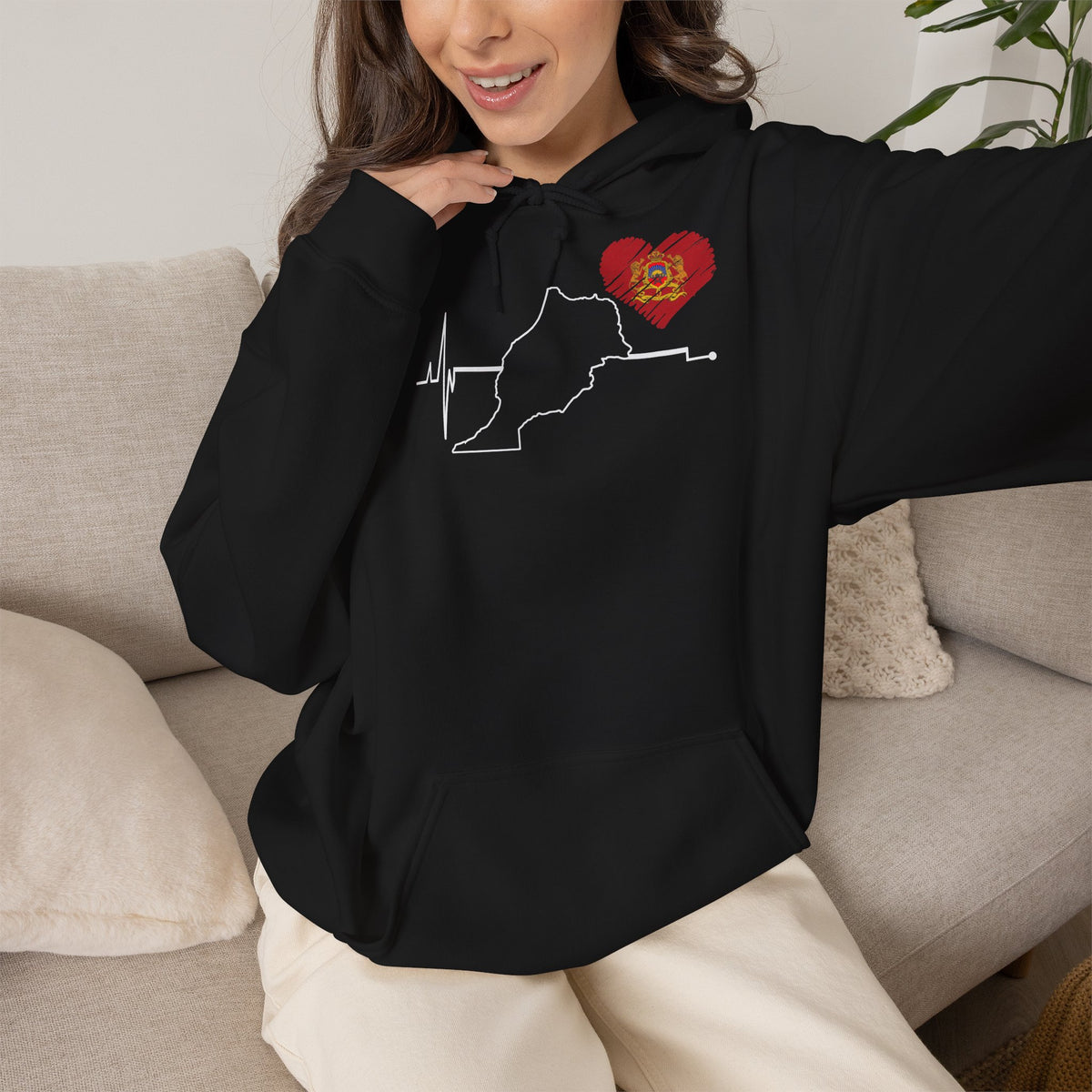 Marokko Wappen Morocco Flagge Stolz Fußball Fan Sport Geschenkidee - Unisex Hoodie
