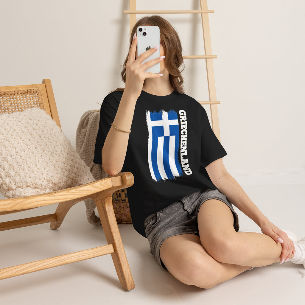 Greece Griechenland Flagge Wappen Heimat Fußball Sport Fan Geschenkidee - Unisex T-Shirt