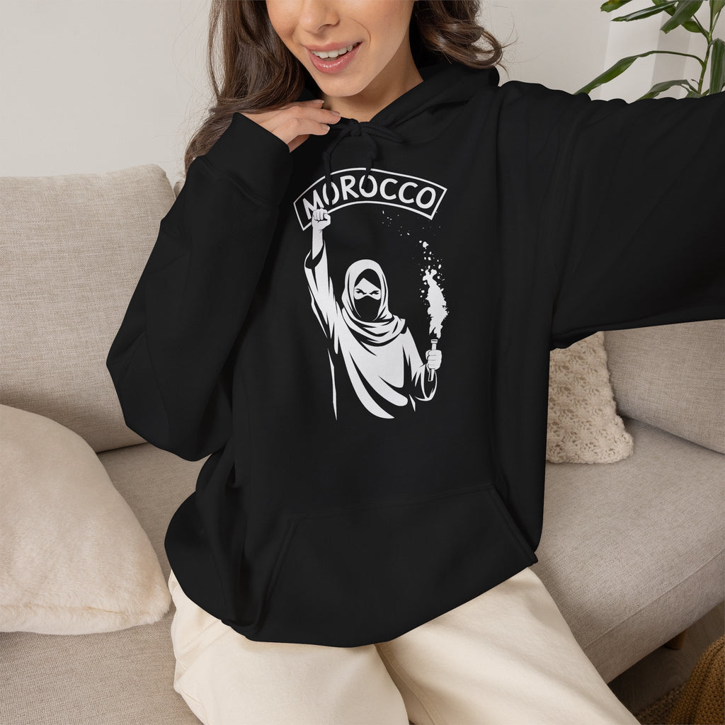 Marokko Hooligan Wappen Morocco Flagge Fußball Fan Sport Geschenkidee - Unisex Hoodie