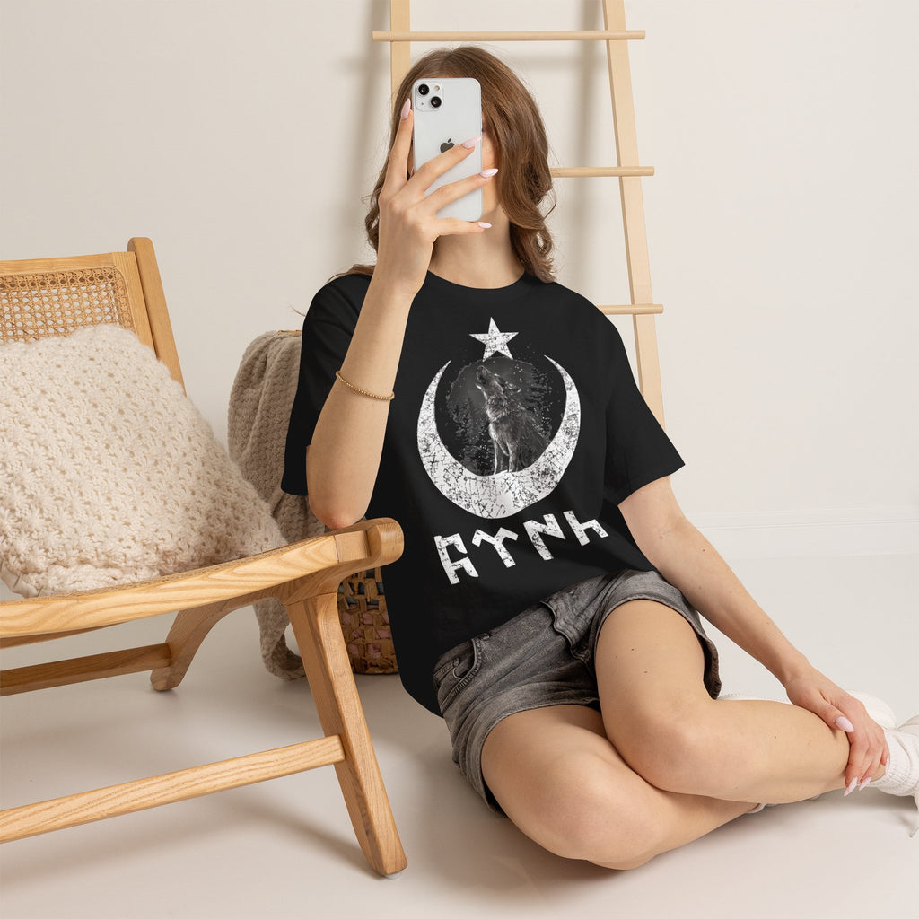 Türkiye Ay Yildiz Wolf Mitternacht Geschenkidee Göktürk - Unisex T-Shirt
