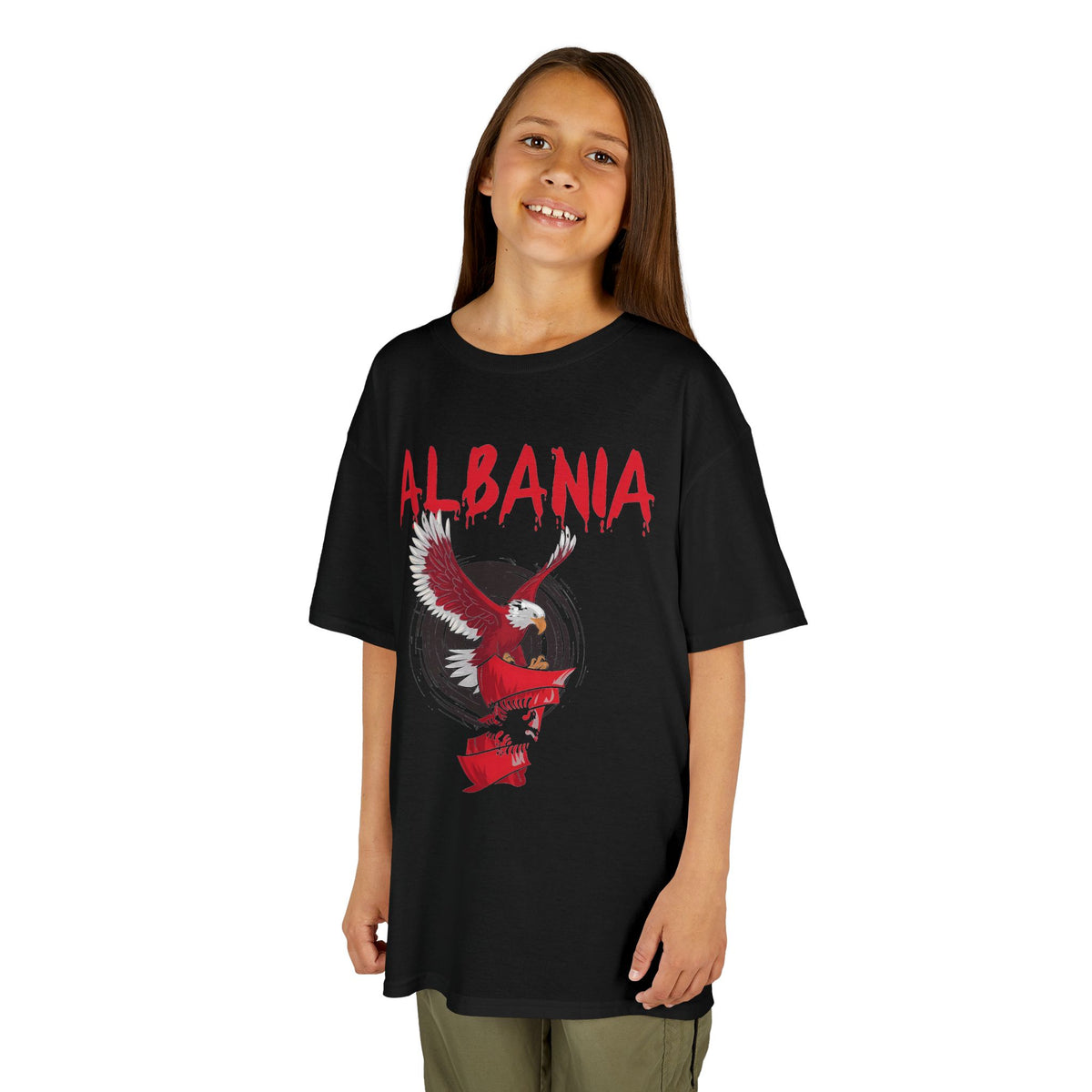 Albania Adler Street Art Urban Flagge - Unisex Kinder & Jugendliche T-Shirt