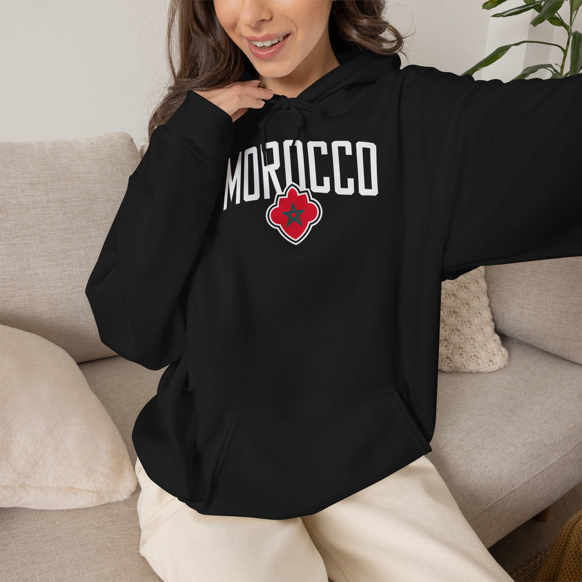 Marokko Hooligan Wappen Morocco Flagge Fußball Fan Sport Geschenkidee - Unisex Hoodie