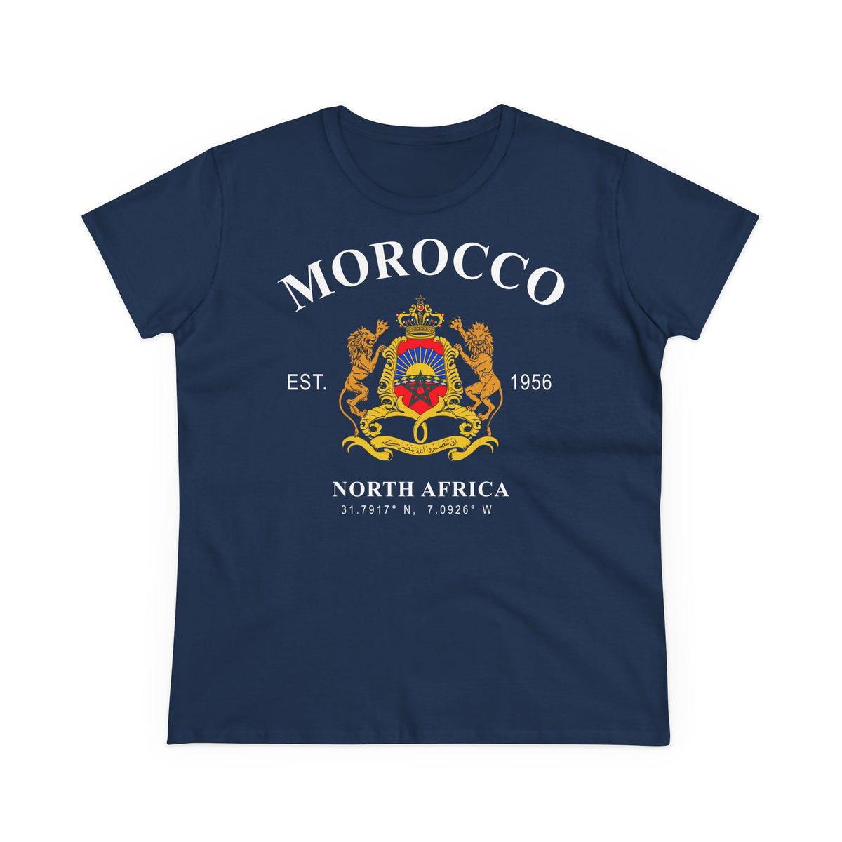 Escudo de Marruecos, bandera de Marruecos, orgullo, aficionada al fútbol y al deporte, idea de regalo - Camiseta para mujer