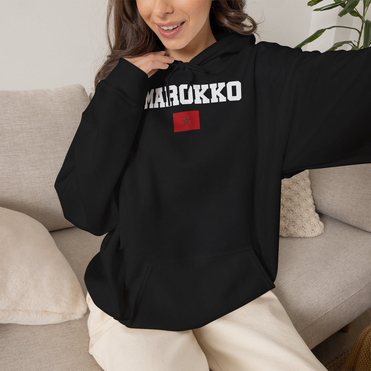 Marokko Wappen Morocco Flagge Stolz Fußball Fan Sport Geschenkidee - Unisex Hoodie