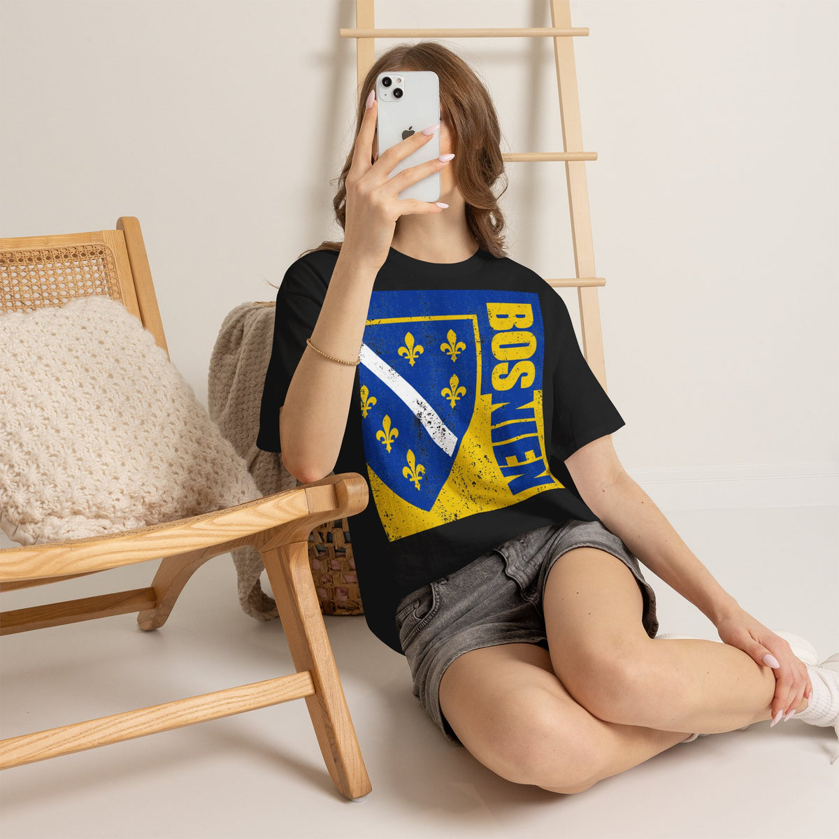 Bosnia Wappen Flagge Stolz Heimat Fußball fan Geschenkidee - Unisex T-Shirt